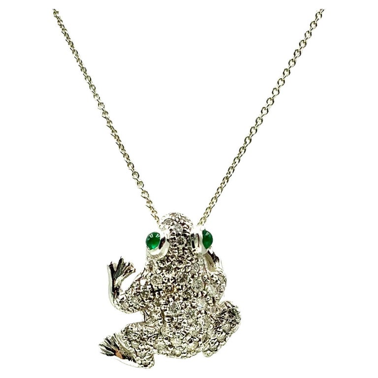 Frog Crystal Charm Pave Setting Necklace 