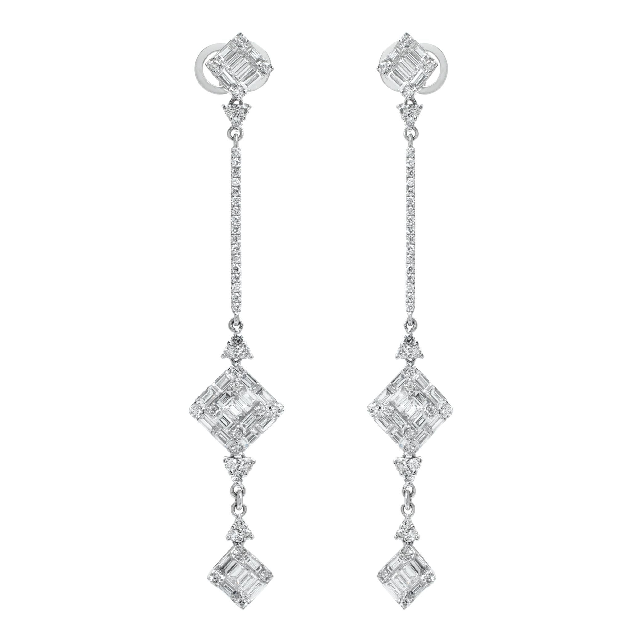 Diamond 18k white gold hanging earrings
