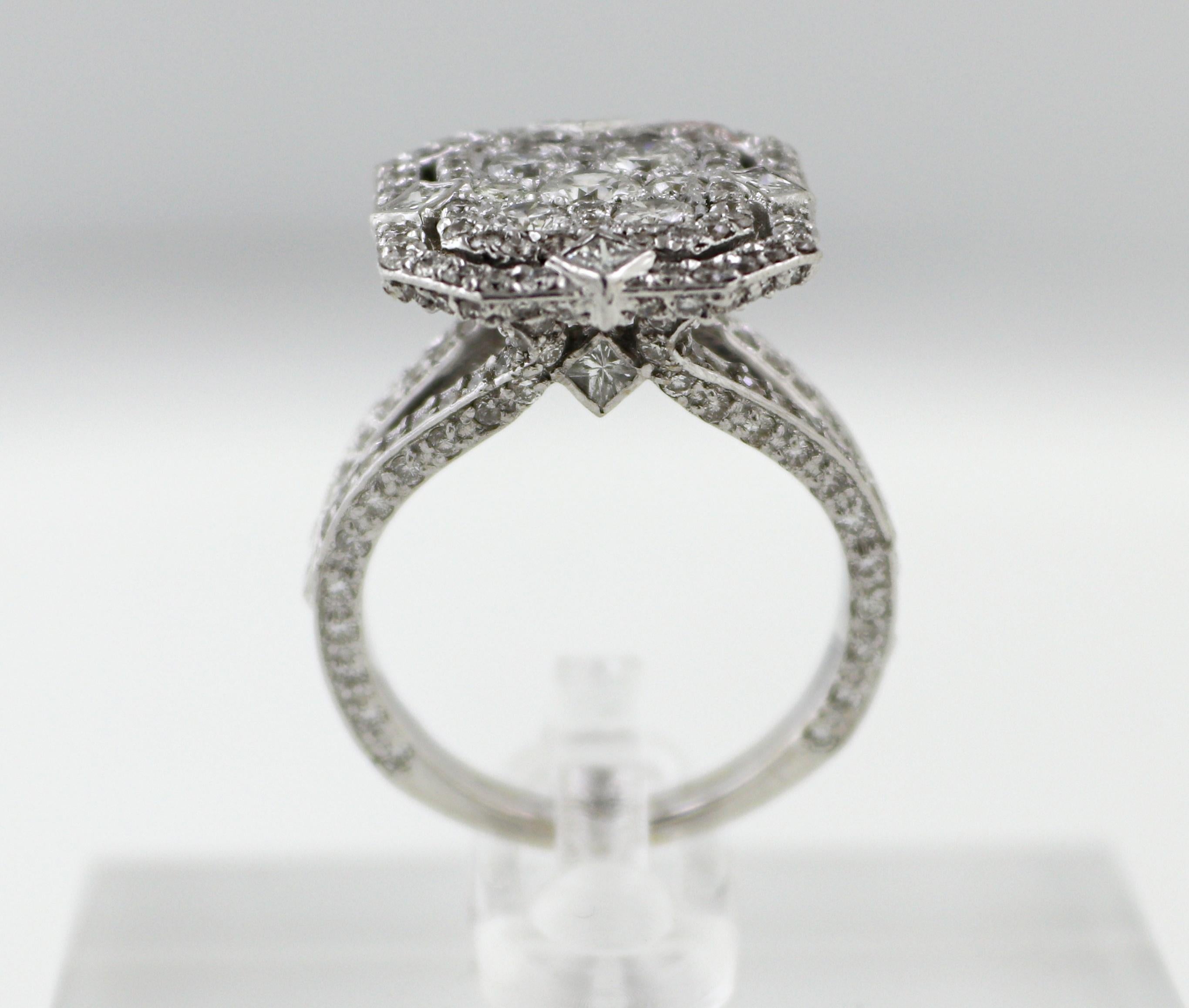 Diamond, 18k White Gold Illusion Ring For Sale 1