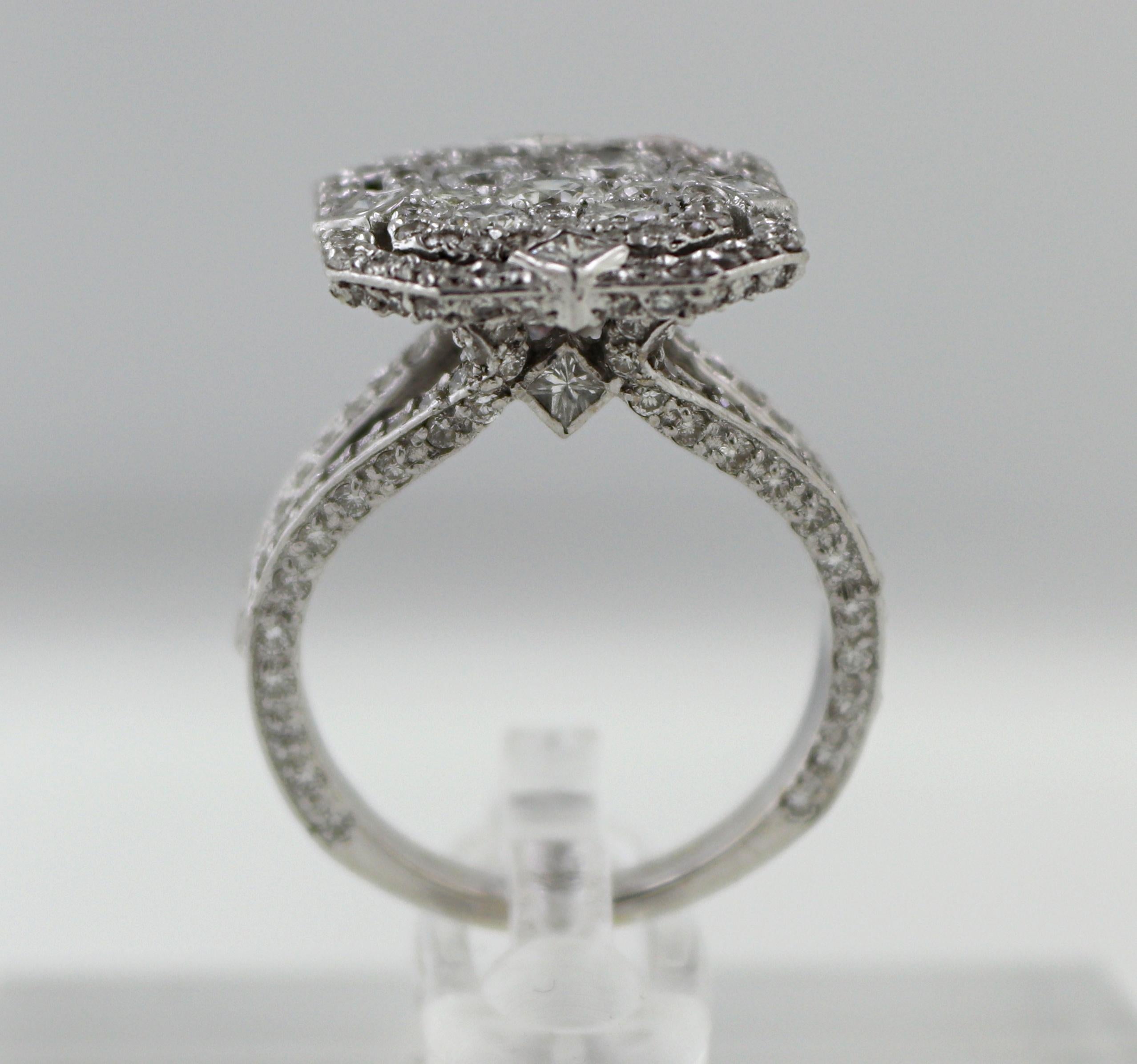Diamond, 18k White Gold Illusion Ring For Sale 2