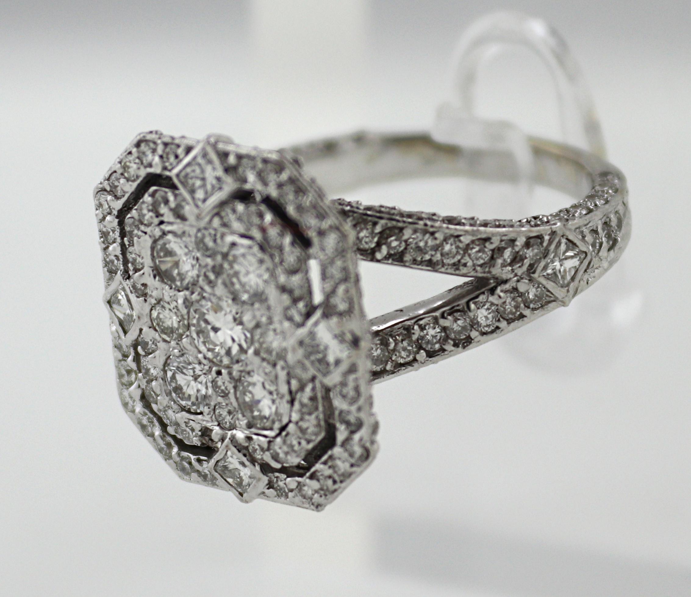 Diamond, 18k White Gold Illusion Ring For Sale 3
