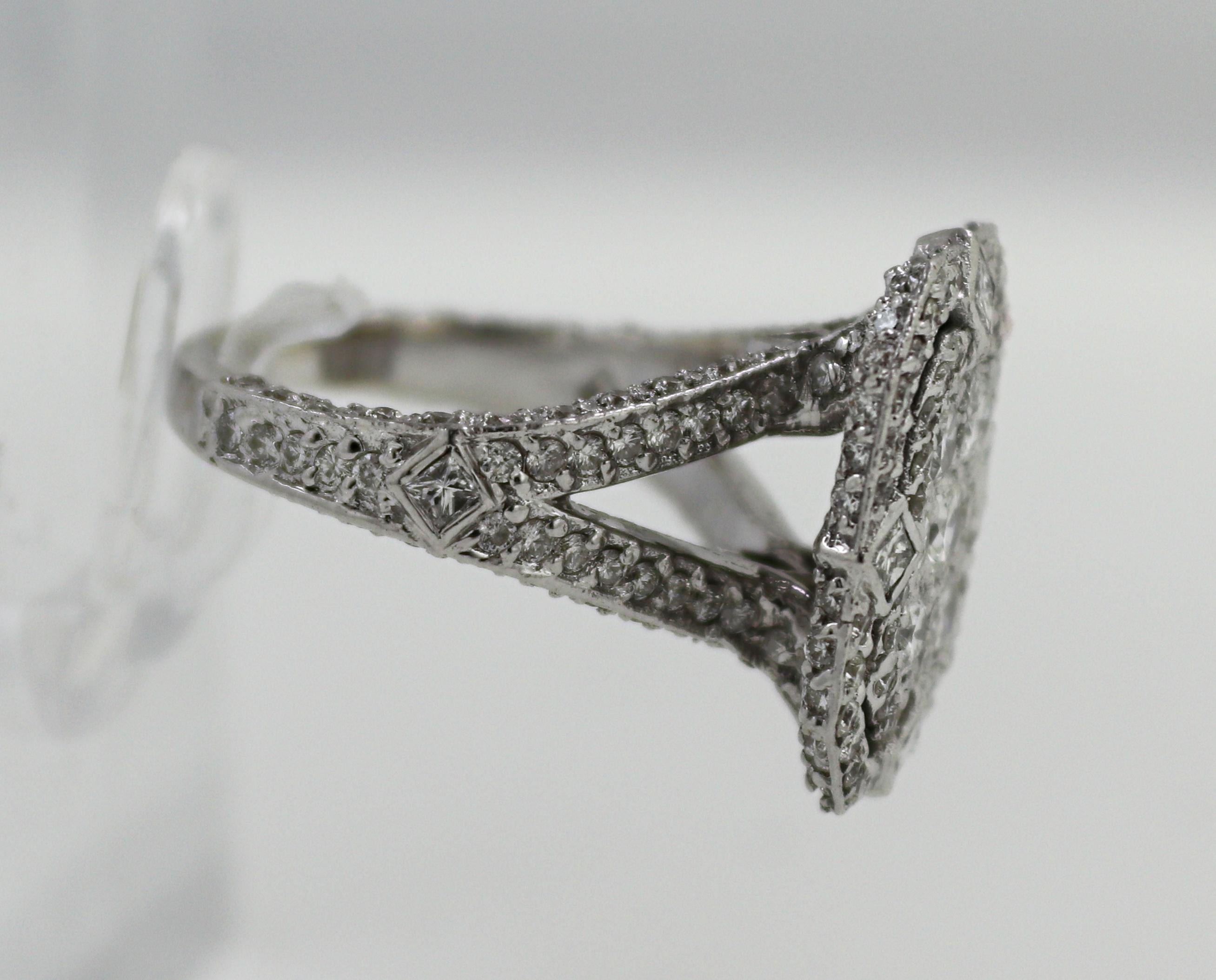 Diamond, 18k White Gold Illusion Ring For Sale 4