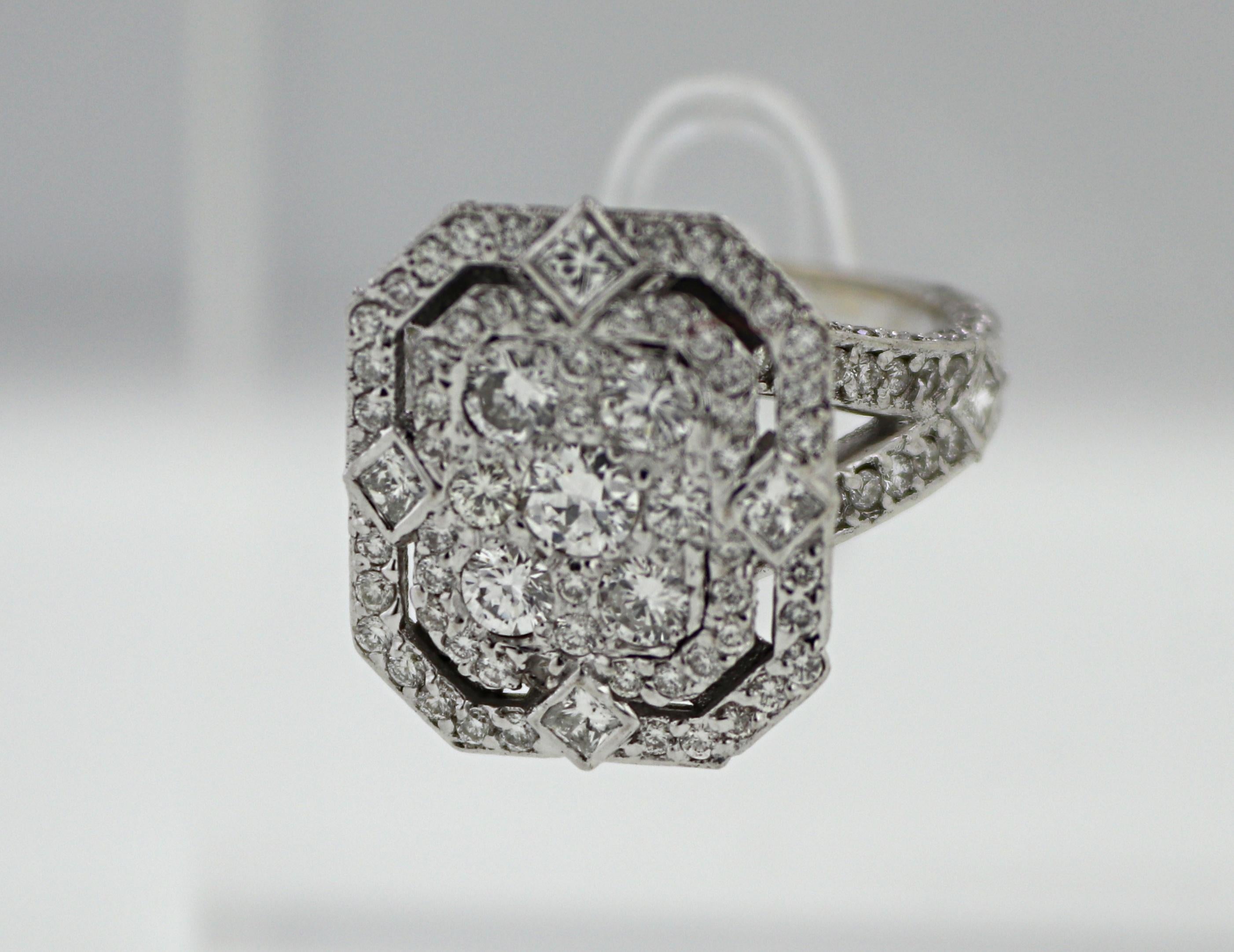 Diamond, 18k White Gold Illusion Ring For Sale 5