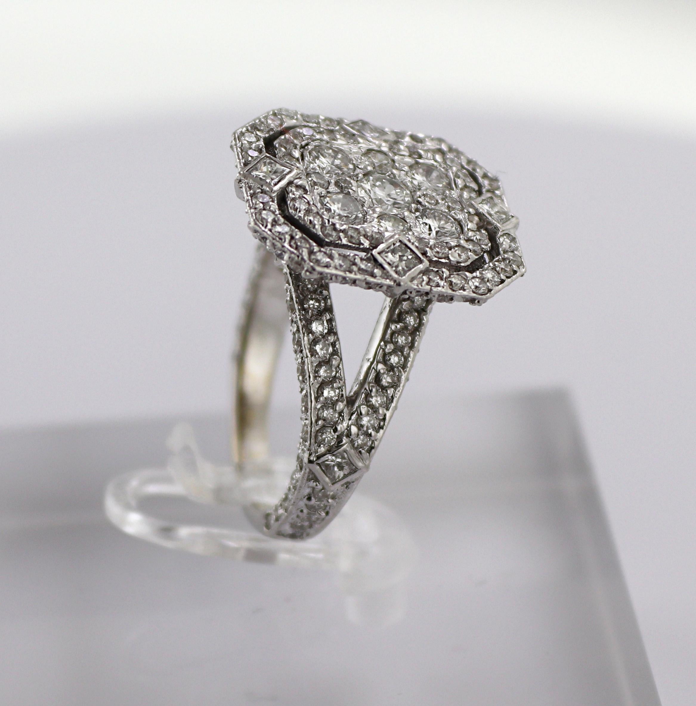 Diamond, 18k White Gold Illusion Ring For Sale 6