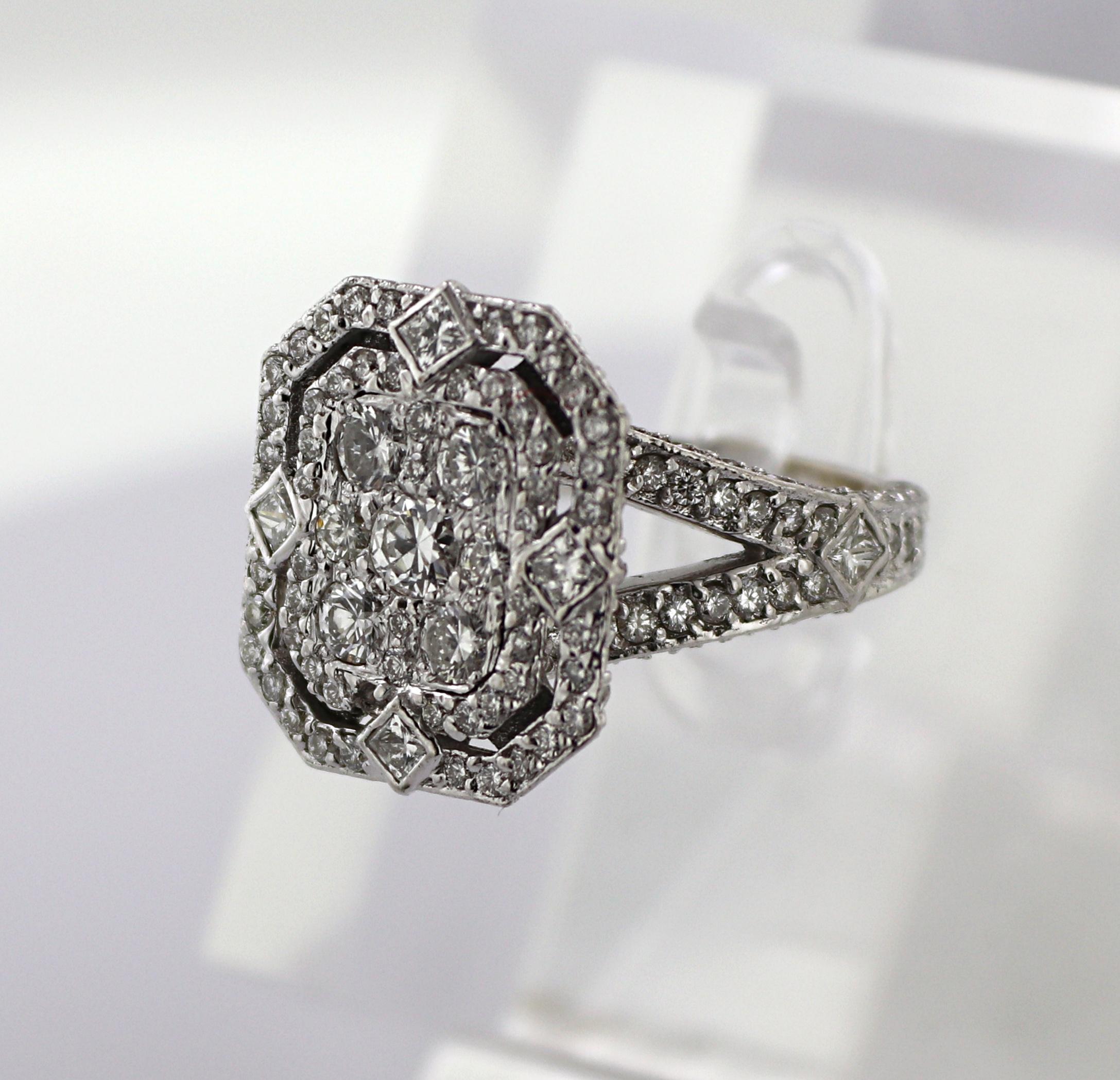 Diamond, 18k White Gold Illusion Ring For Sale 8