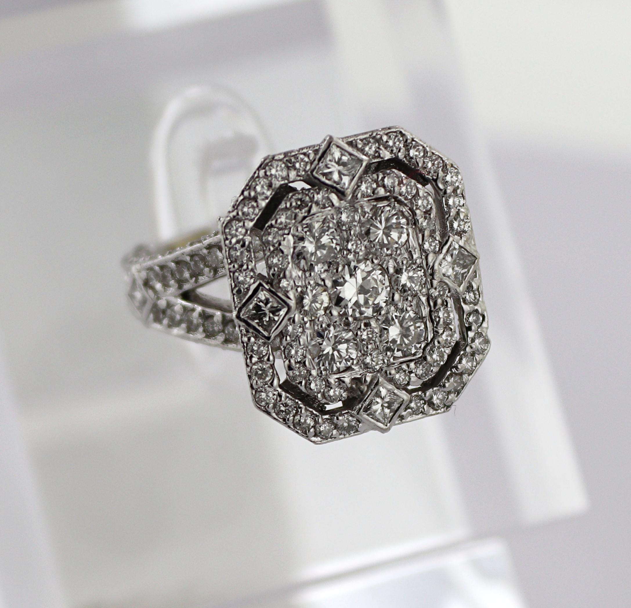Diamond, 18k White Gold Illusion Ring For Sale 9