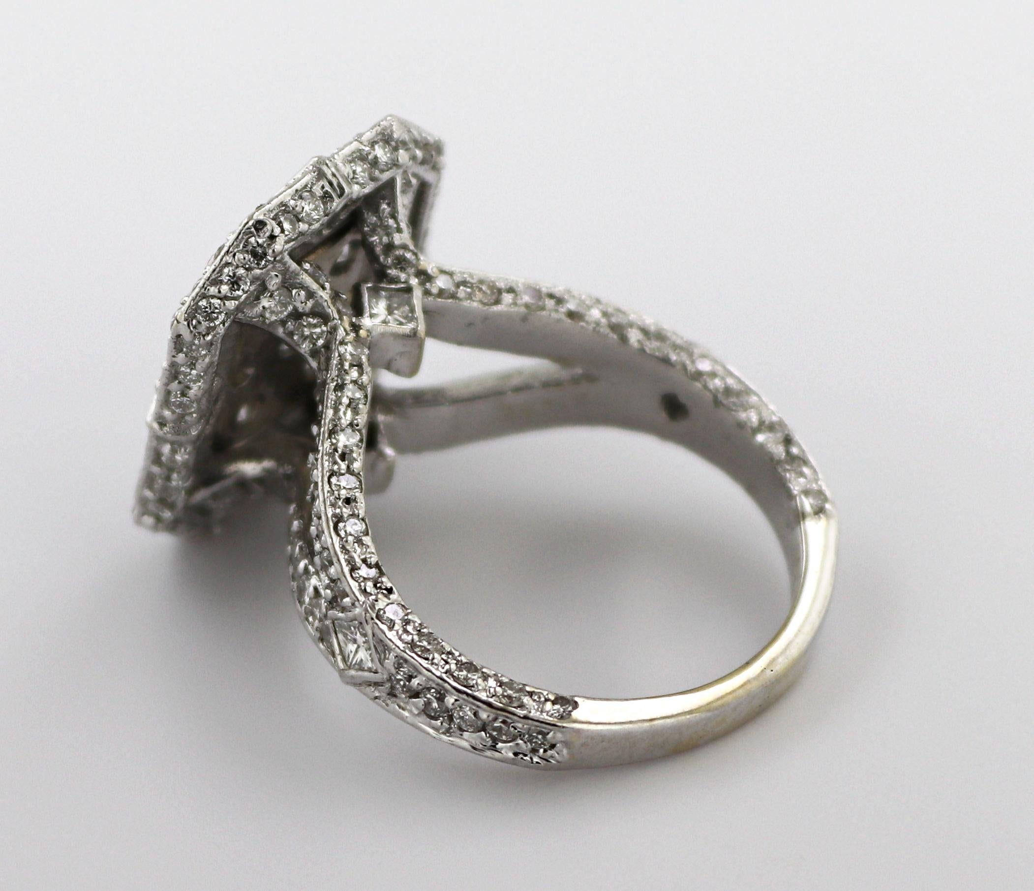 Diamond, 18k White Gold Illusion Ring For Sale 10