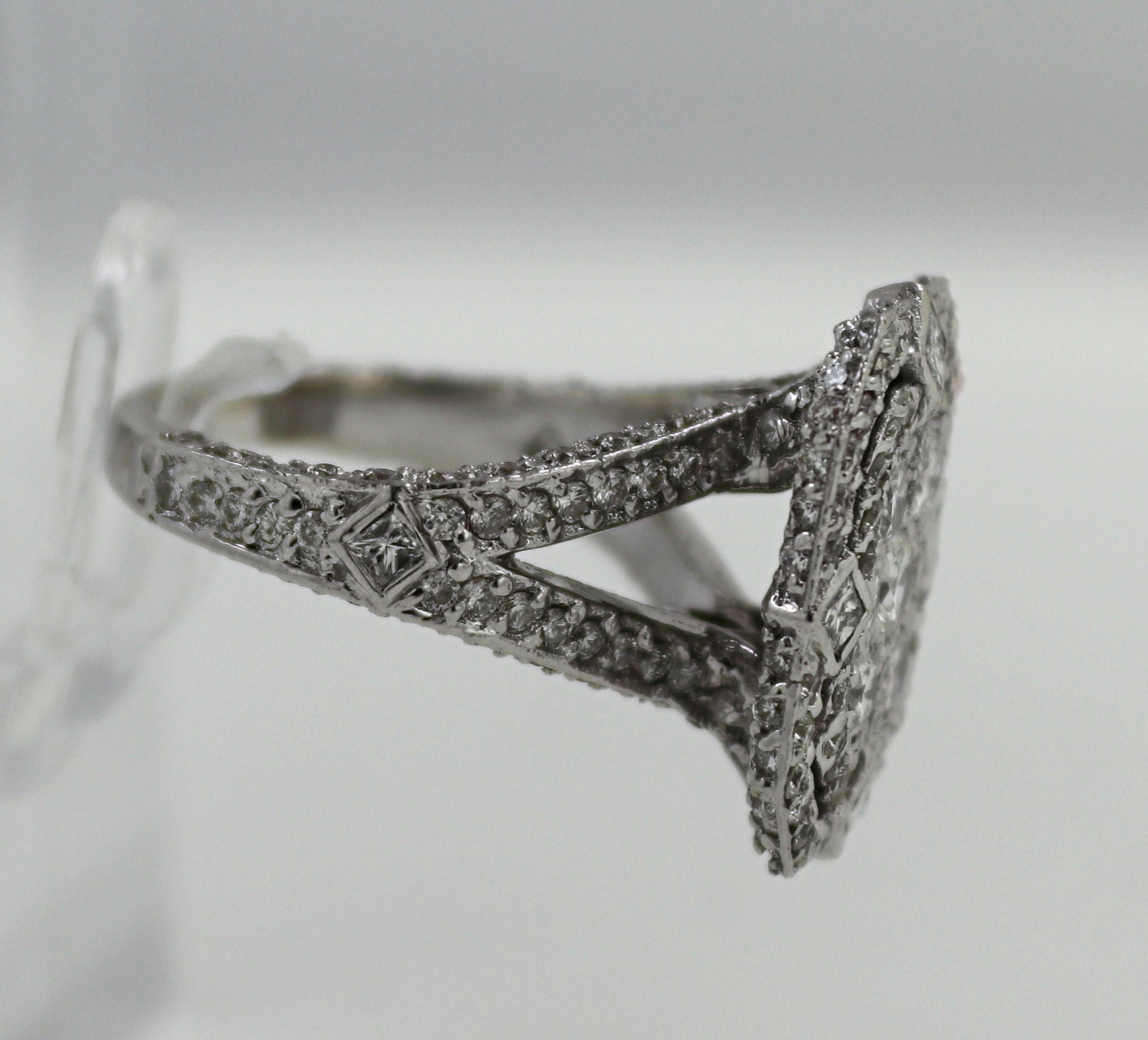 Diamond, 18k White Gold Illusion Ring For Sale 11