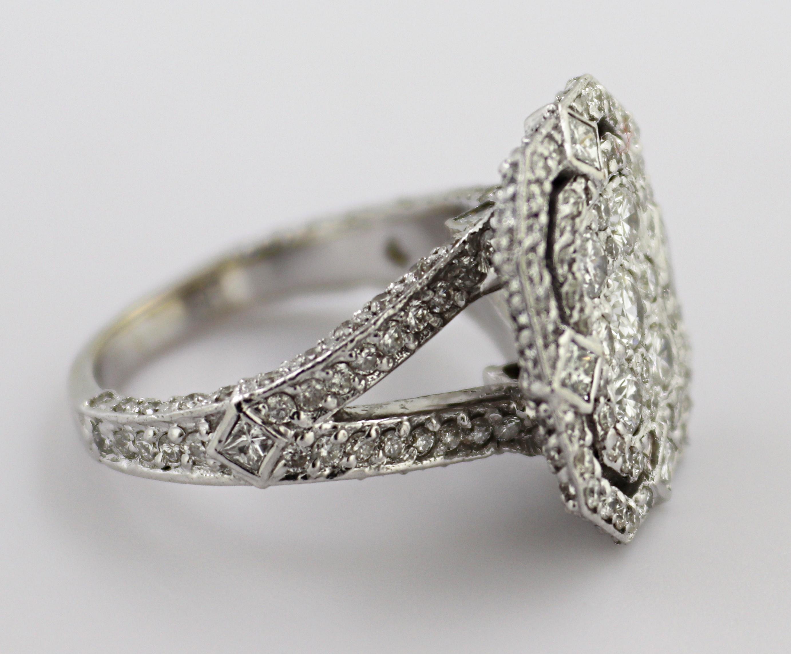 Artisan Diamond, 18k White Gold Illusion Ring For Sale