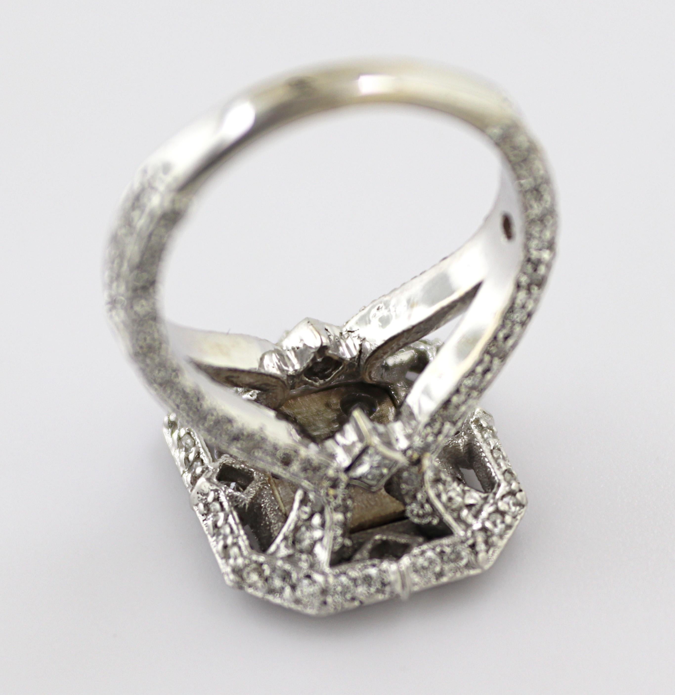 Mixed Cut Diamond, 18k White Gold Illusion Ring For Sale