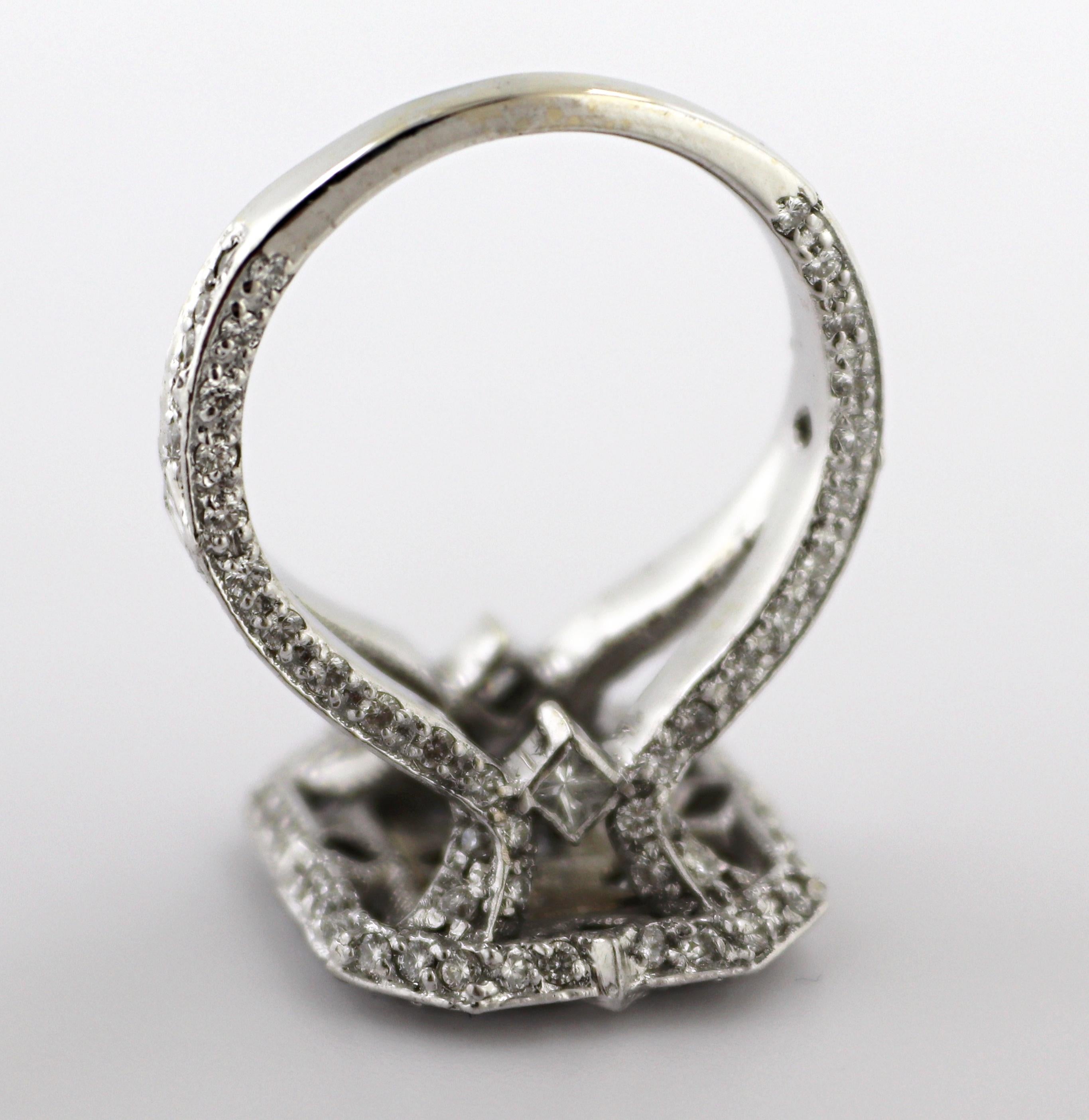 Diamond, 18k White Gold Illusion Ring In Good Condition For Sale In Pleasant Hill, CA