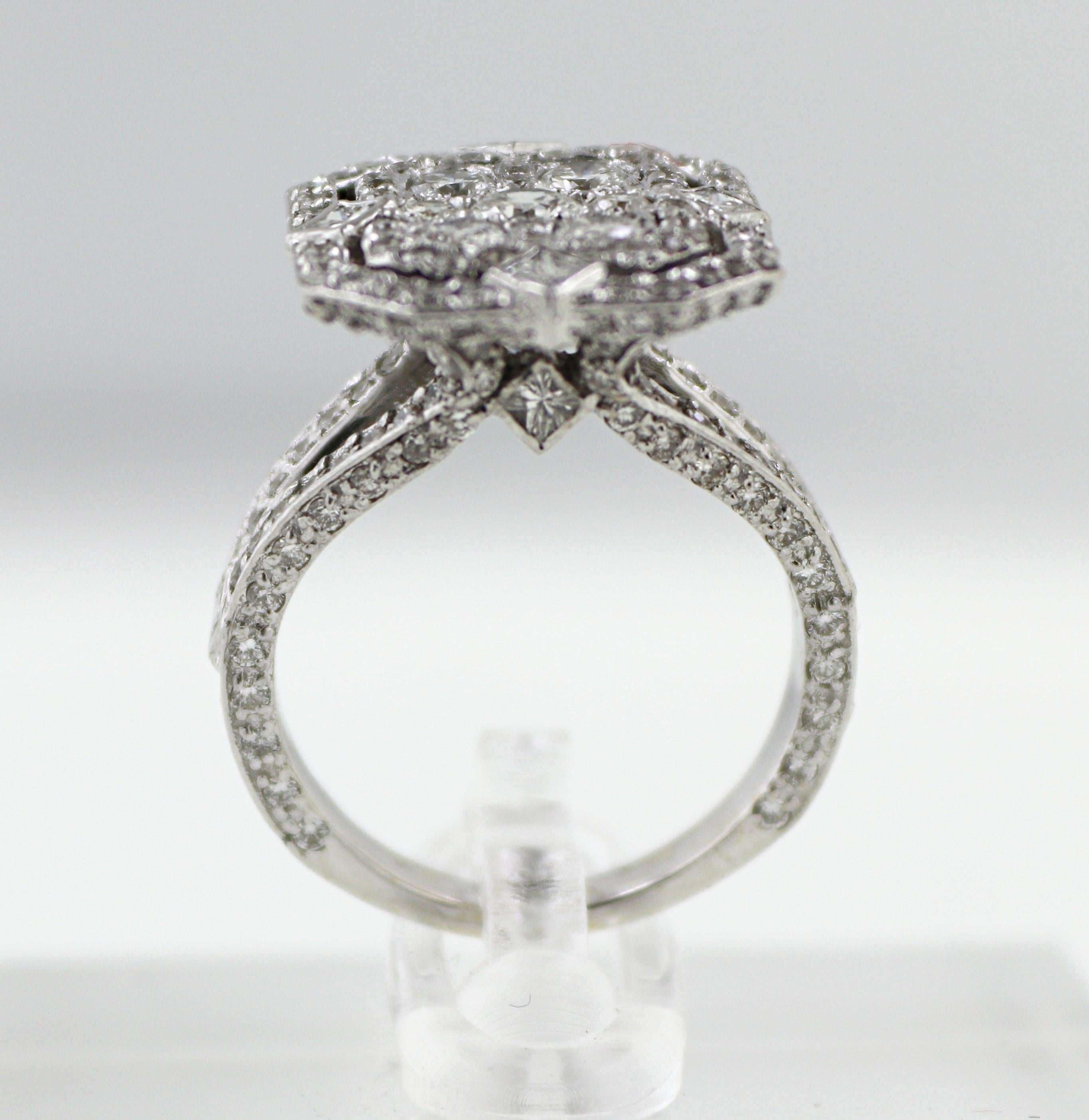 Women's Diamond, 18k White Gold Illusion Ring For Sale