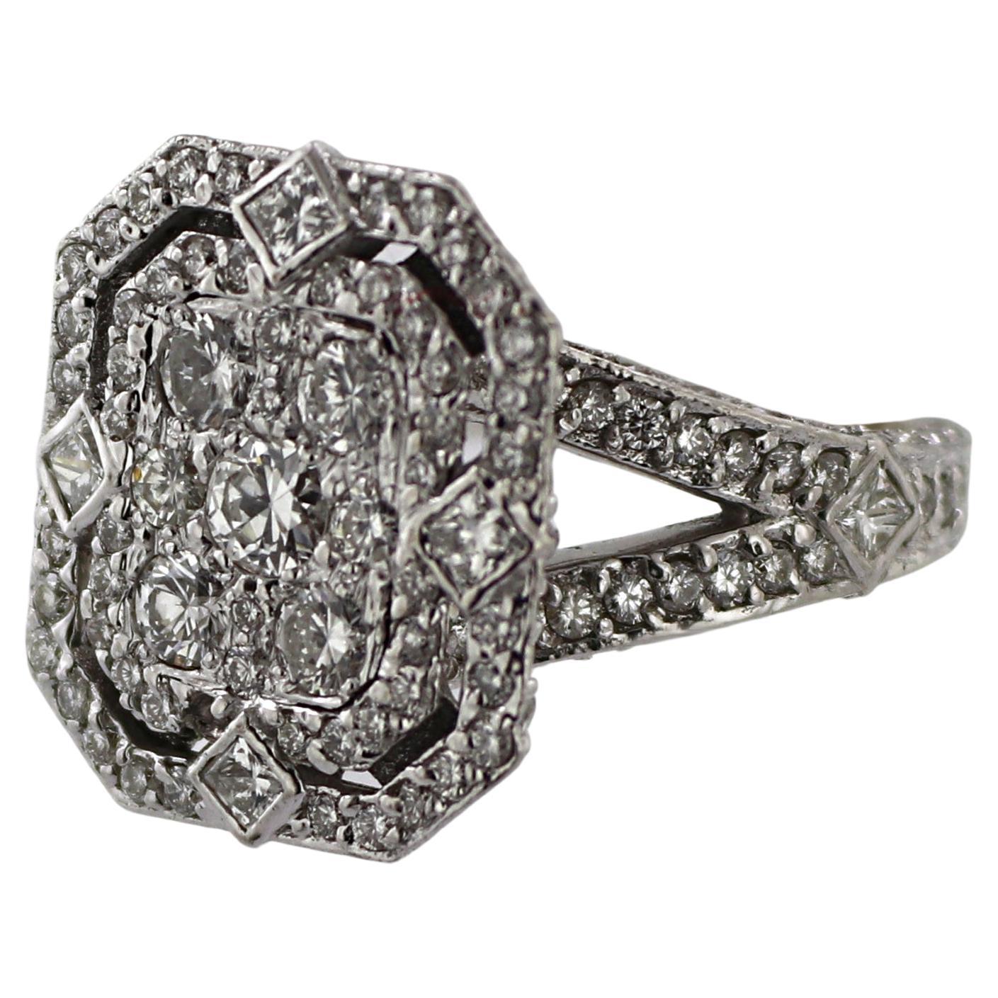 Diamond, 18k White Gold Illusion Ring For Sale