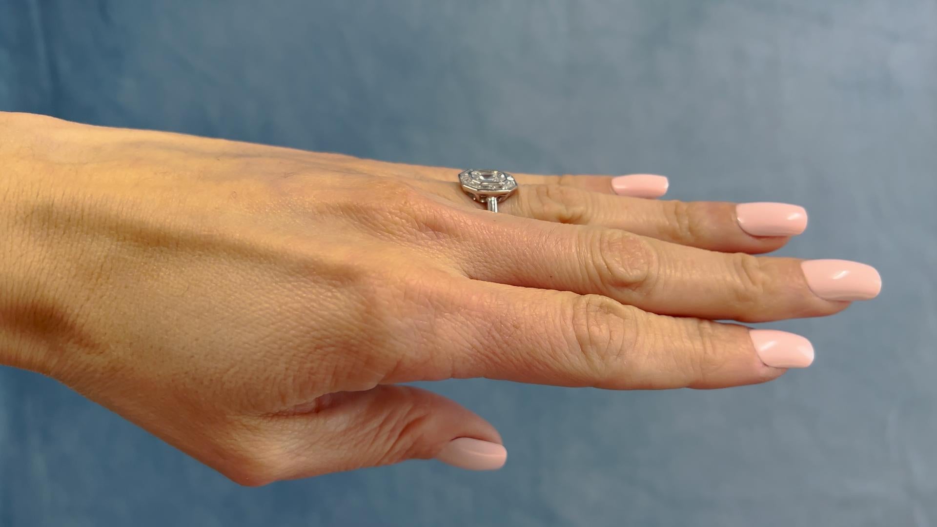 Diamant 18k Weißgold Unsichtbarer Set Ring im Zustand „Hervorragend“ in Beverly Hills, CA