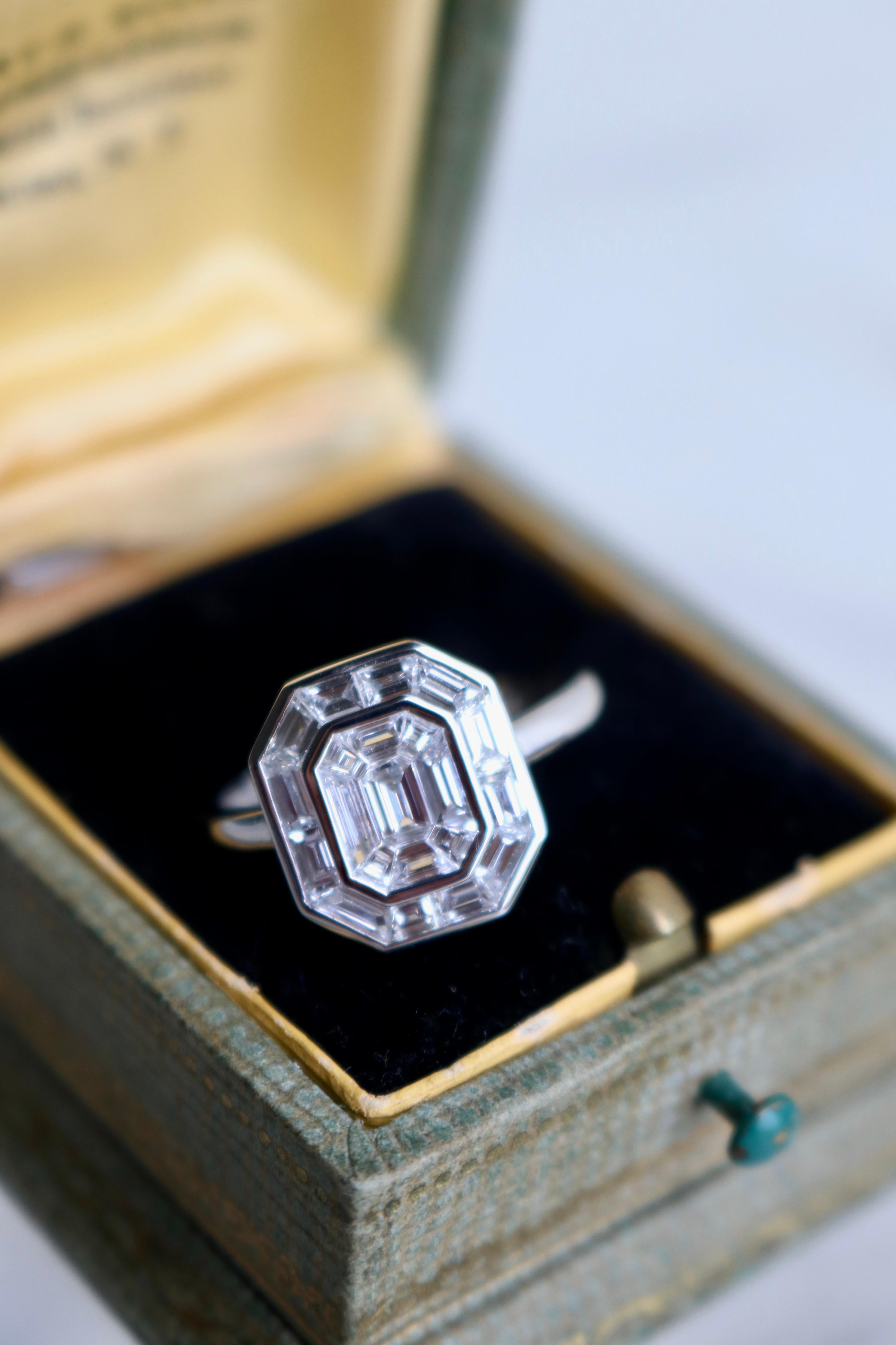 Diamant 18k Weißgold Unsichtbarer Set Ring 1