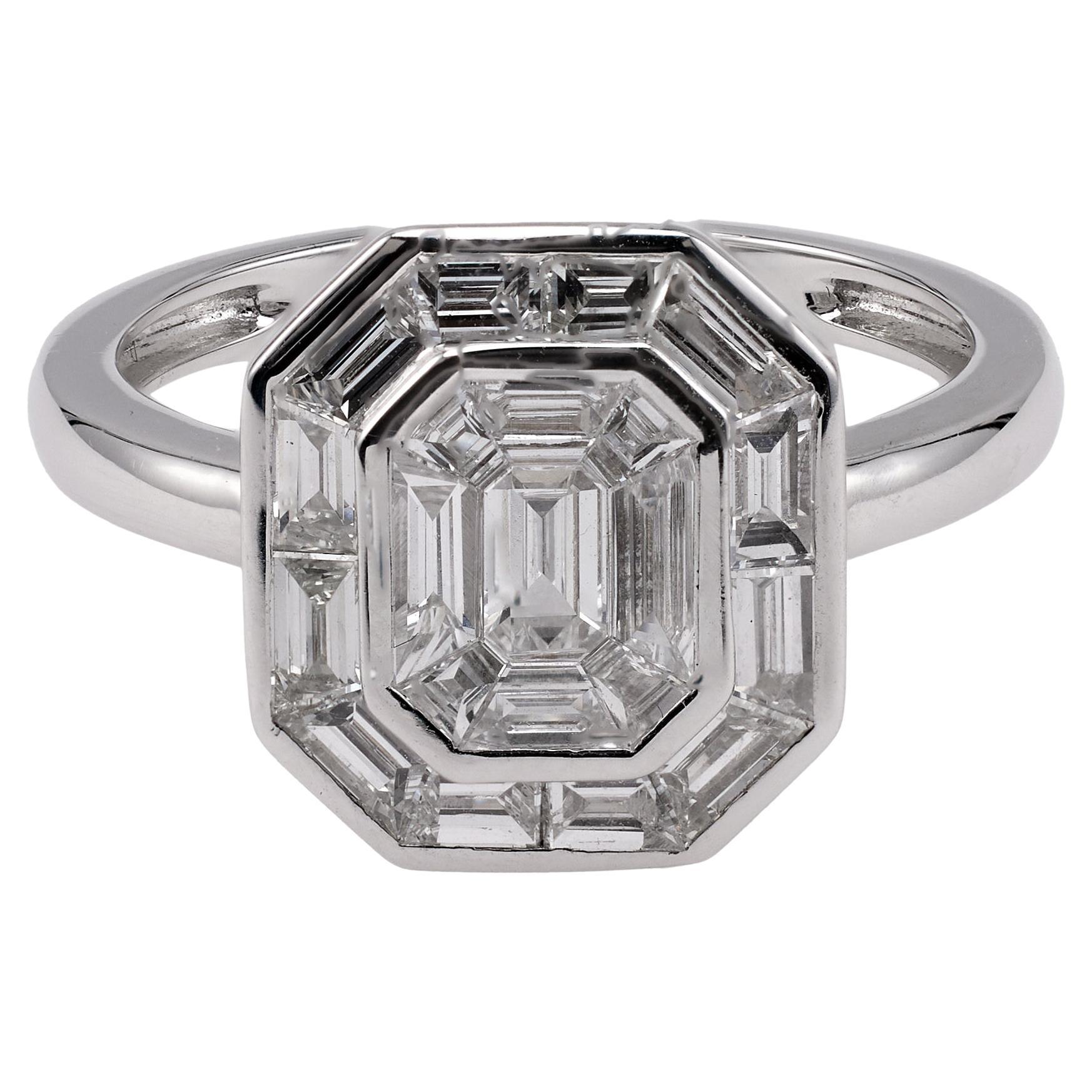 Diamant 18k Weißgold Unsichtbarer Set Ring