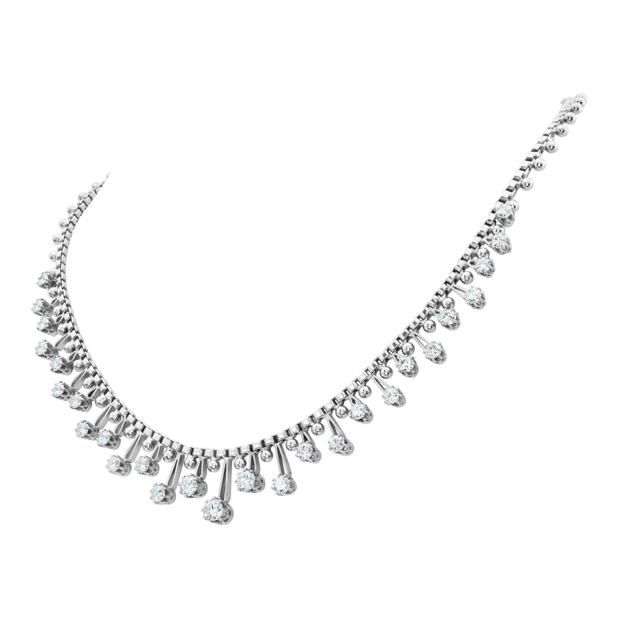 Diamond 18K white gold necklace  In Excellent Condition For Sale In Surfside, FL