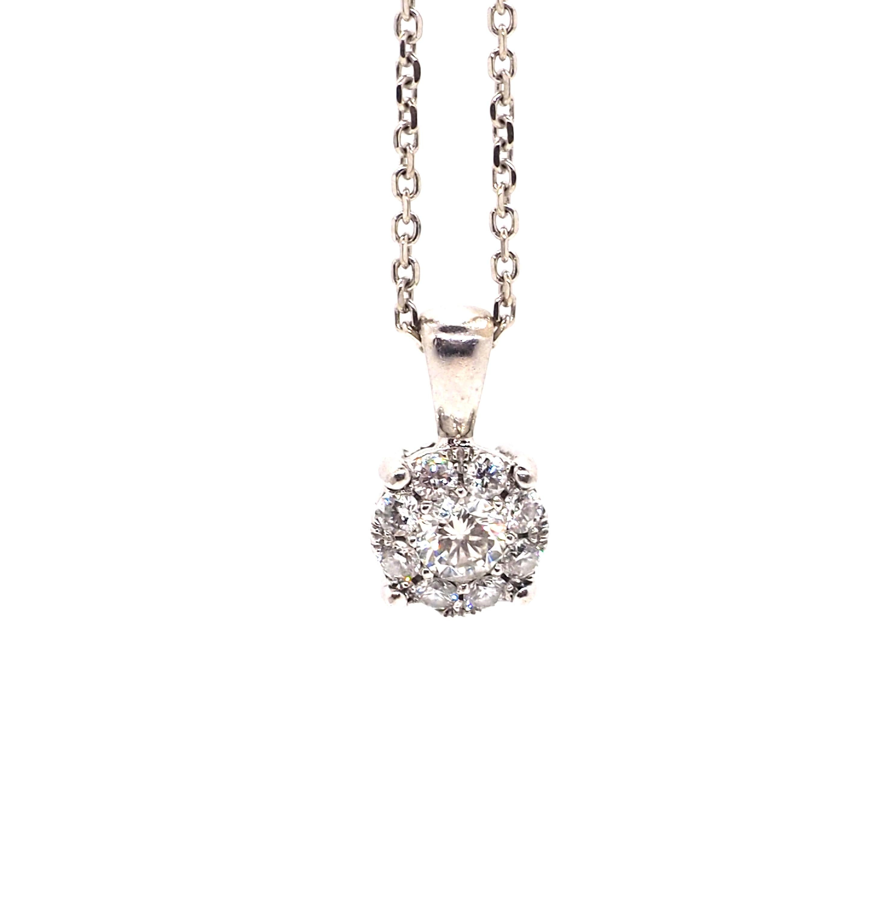 Brilliant Cut Diamond Necklace 18 Karat White Gold  For Sale