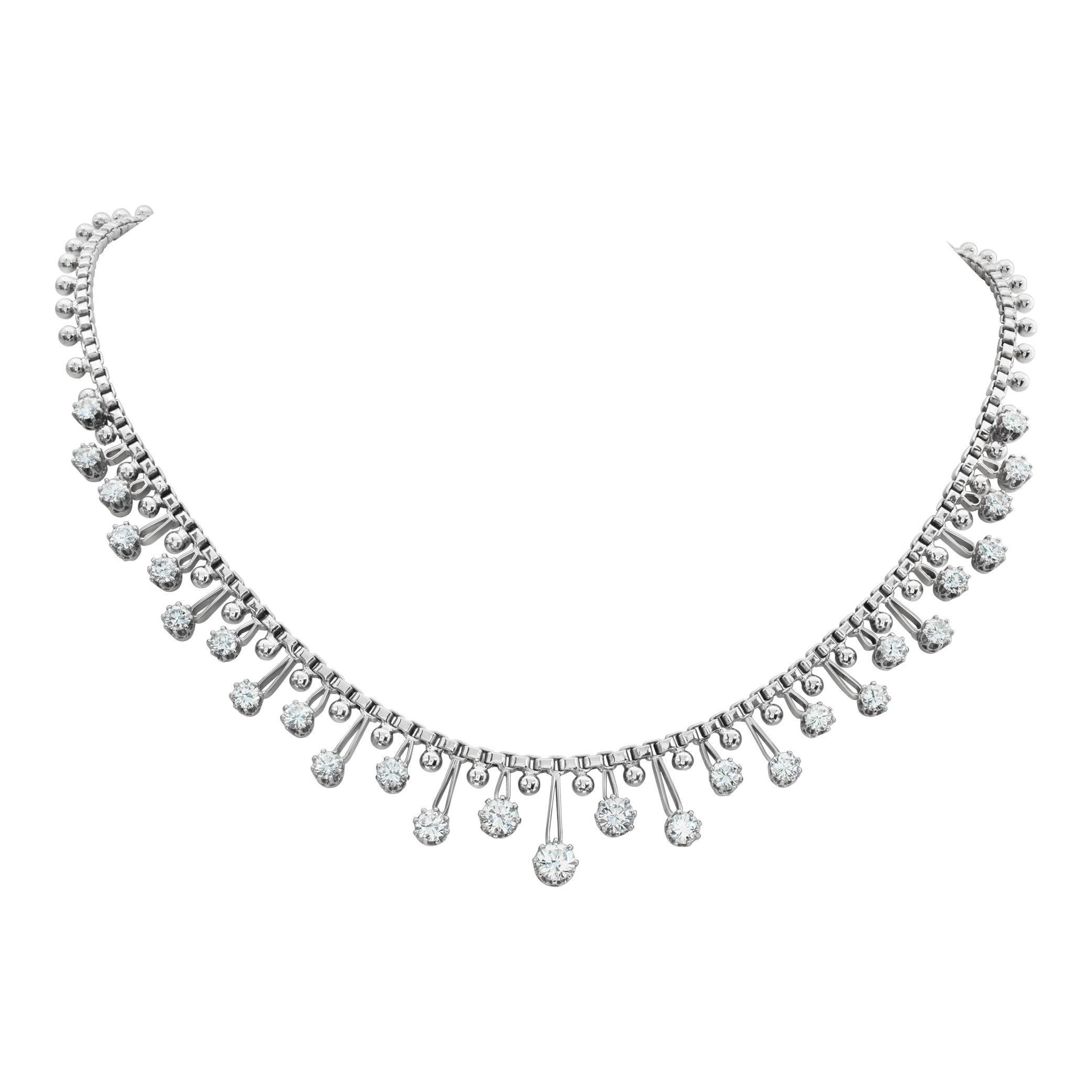 Diamond 18K white gold necklace  For Sale