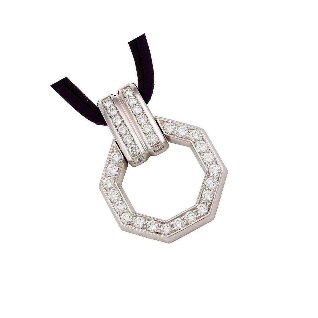 Contemporary Diamond 18k White Gold Octagonal Pendant by John Landrum Bryant For Sale