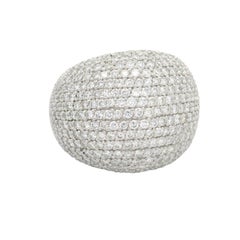 Diamond 18K White Gold Pave Dome Wide Ring