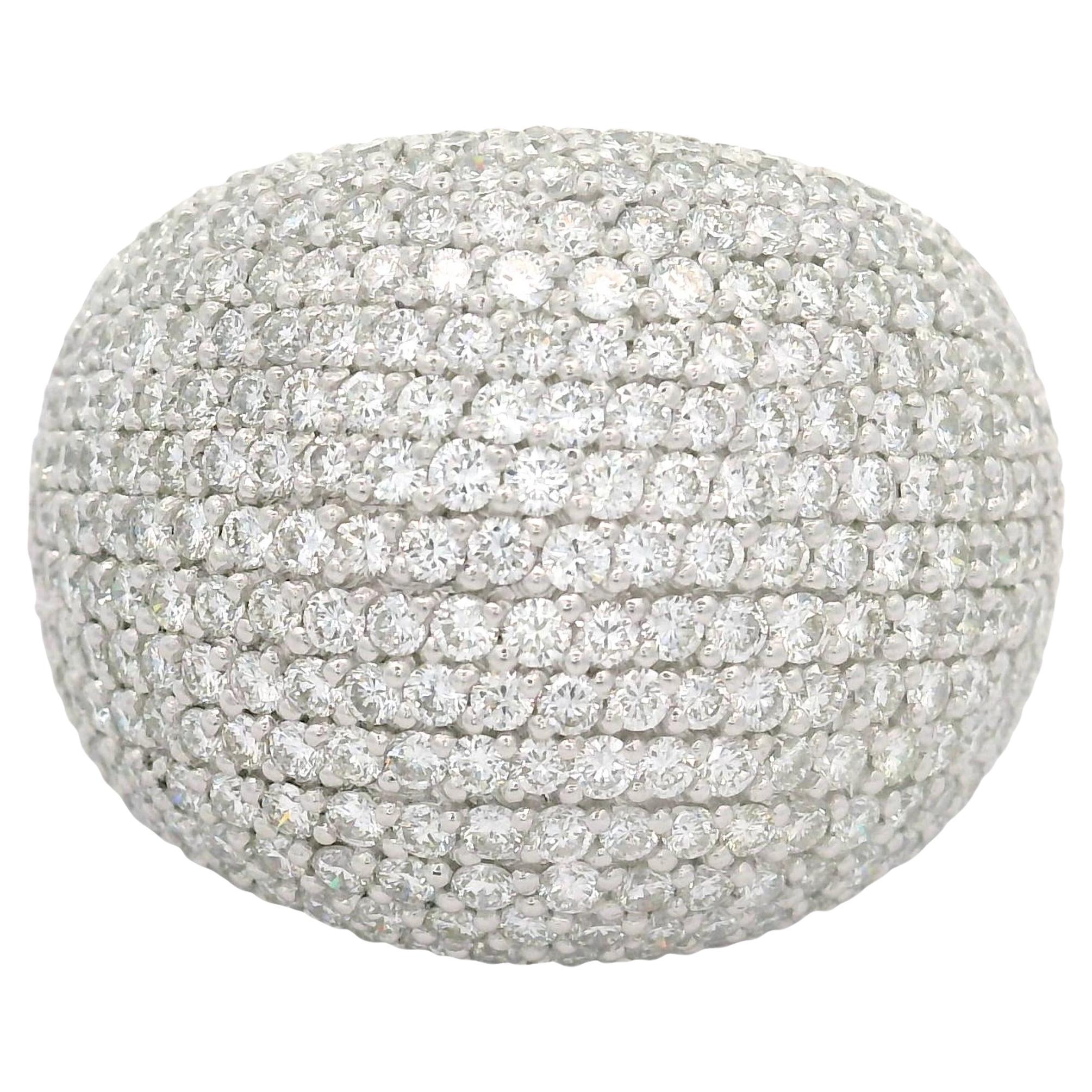 Diamond 18K White Gold Pave Dome Wide Ring