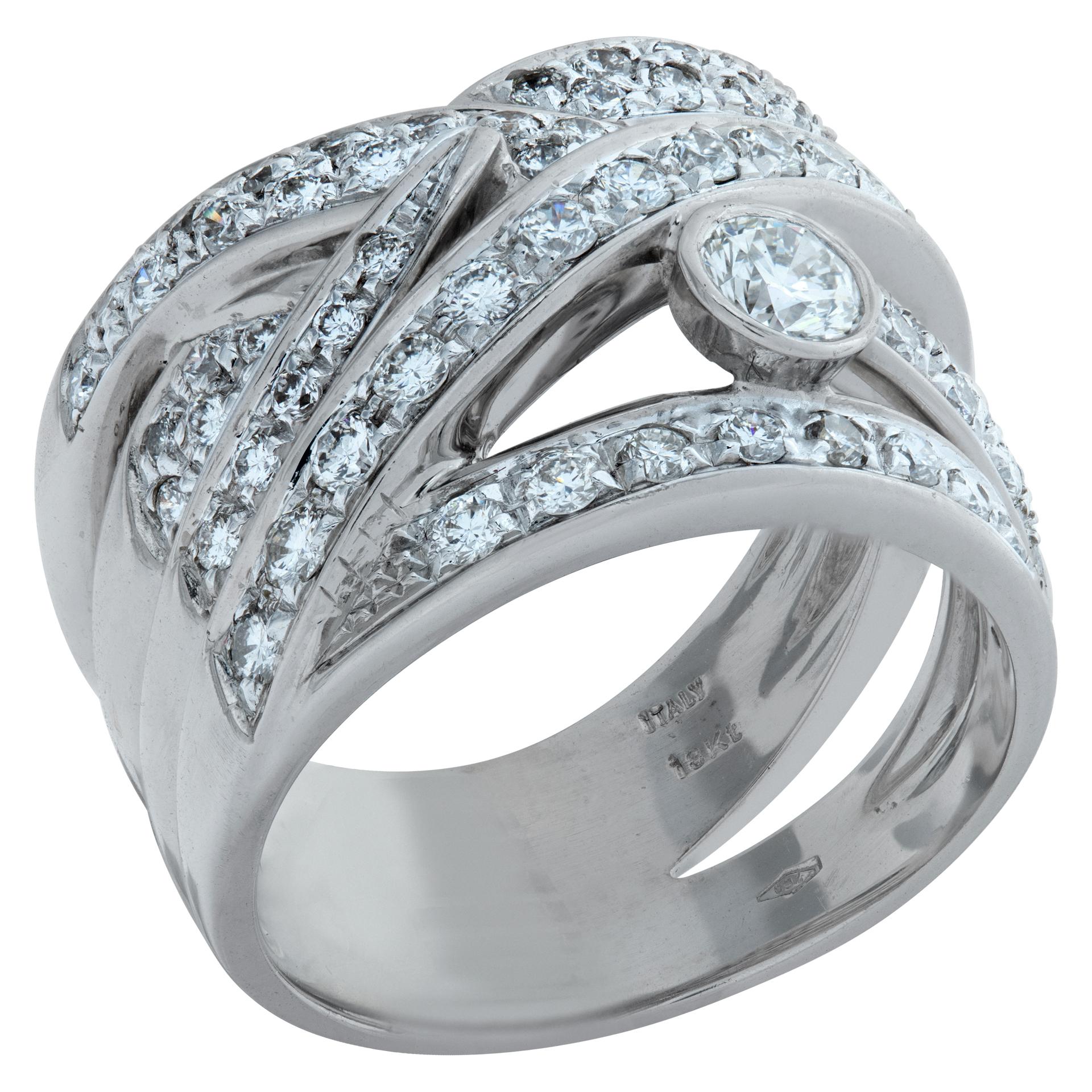 Diamant 18k Weißgold Ring im Zustand „Hervorragend“ im Angebot in Surfside, FL
