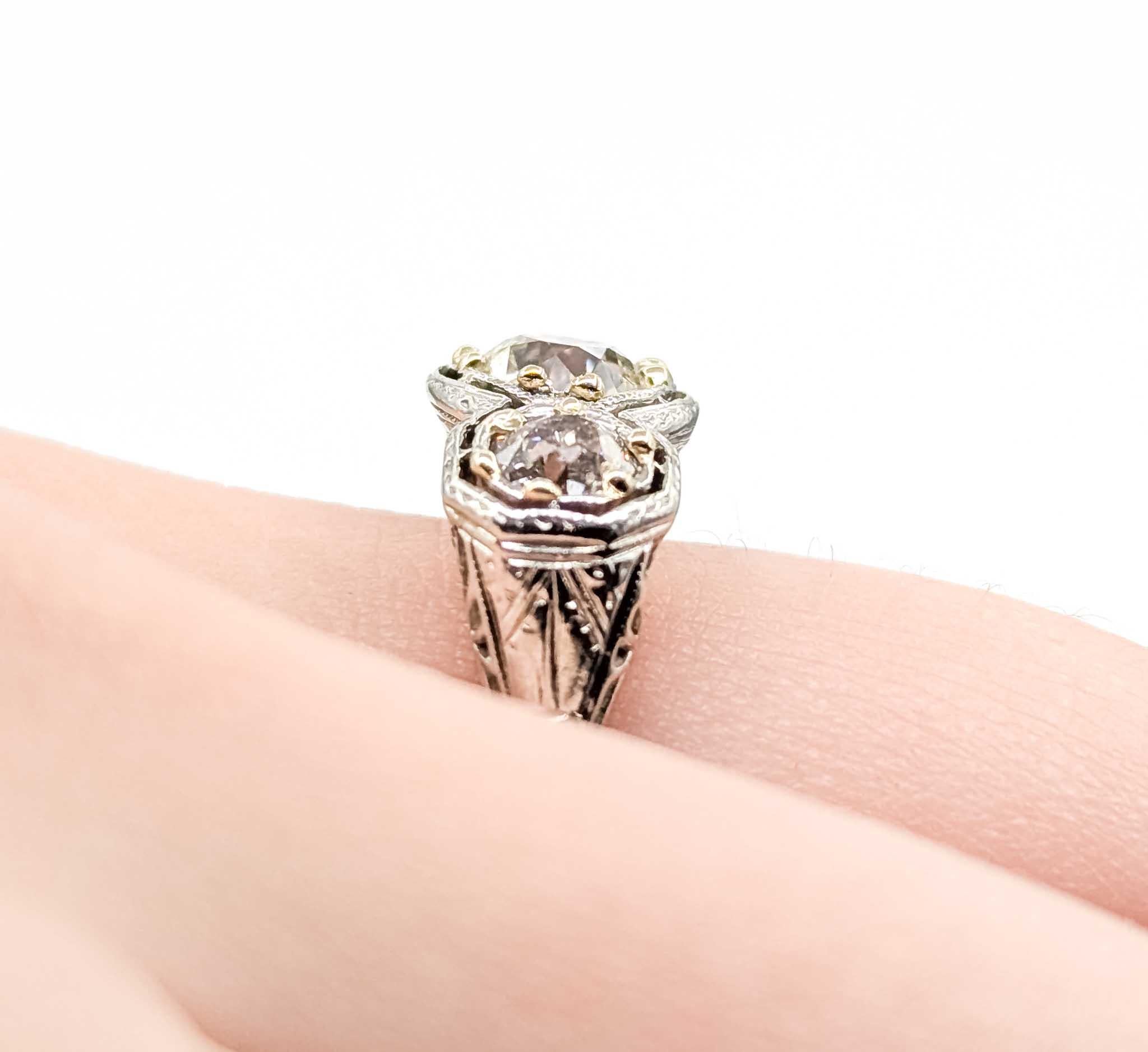 Taille vieille Europe Bague en or blanc 18k avec diamant en vente