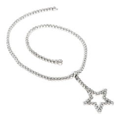 Diamant-Gliederhalskette, 18 Karat Weißgold Riviera Stern-Tropfen-Tennis, Diamant