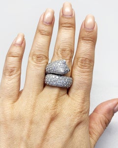 Cartier Diamond 18 Karat White Gold Single Head Panthere Ring