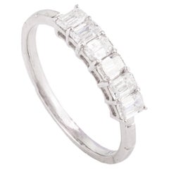 Diamond 18k White Gold Stackable Engagement Band Ring Gift for Women