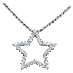 Diamond 18k white gold star pendant on 18k white gold chain