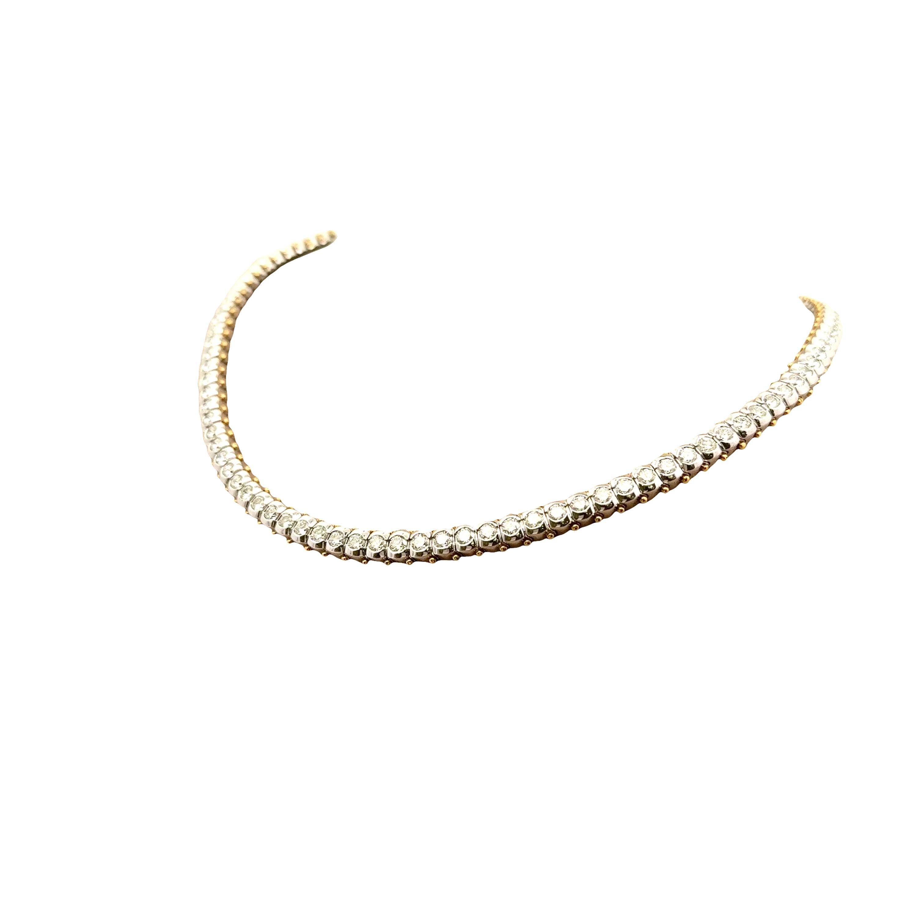 Collar de tenis de oro blanco de 18 quilates con diamantes Corte redondo en venta