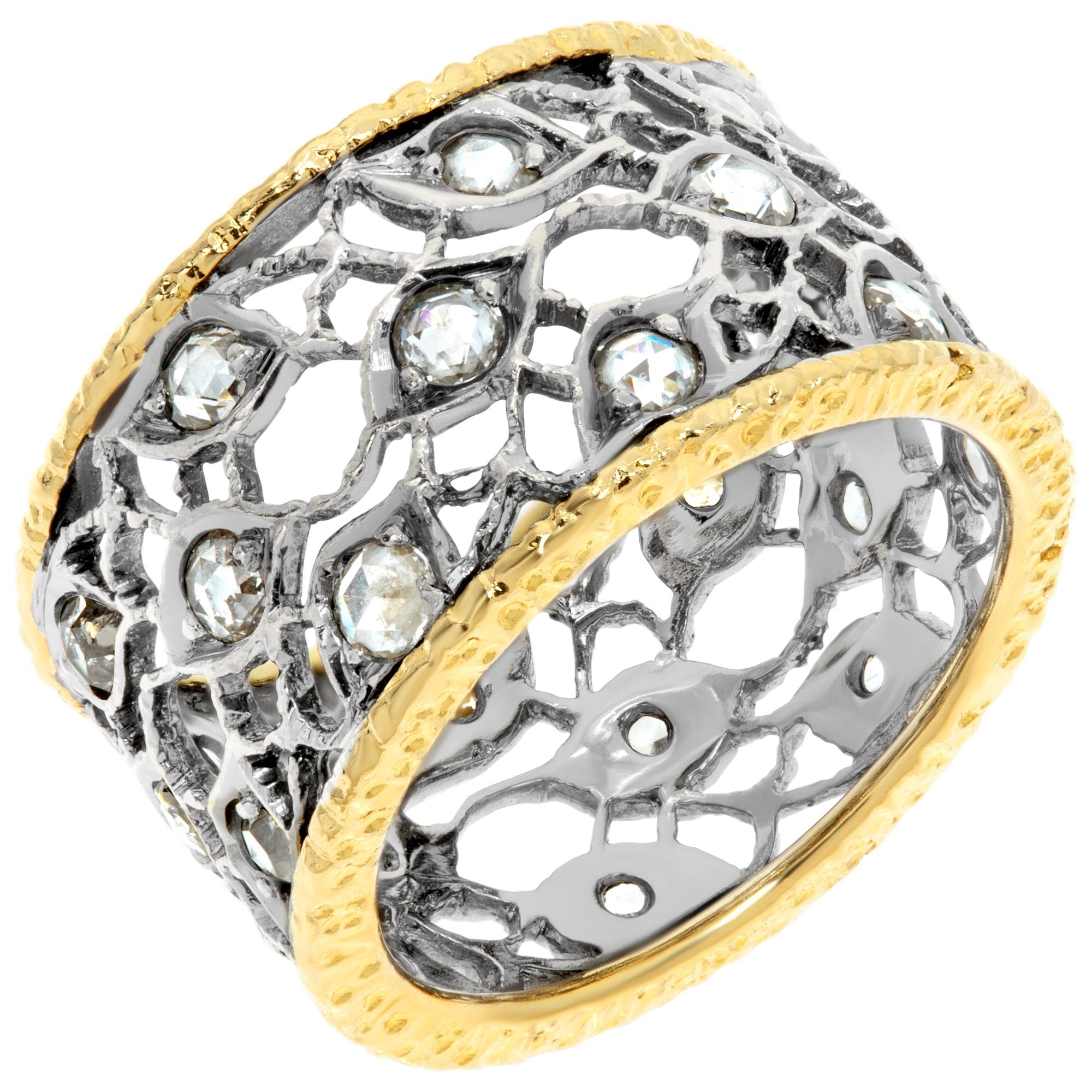 Diamond 18k white & yellow gold eternity band In Excellent Condition For Sale In Surfside, FL