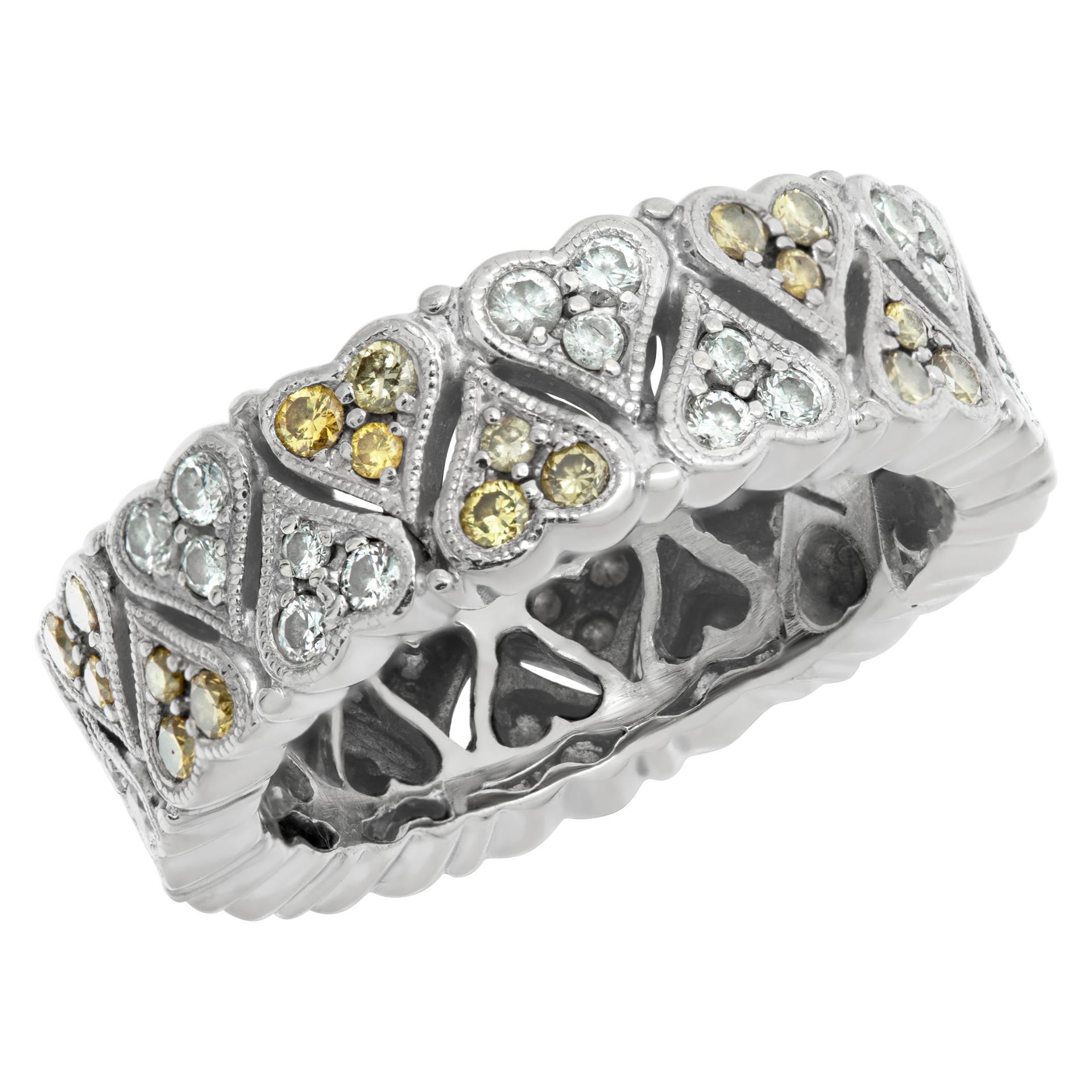 Fascia dell'eternità con diamante in oro giallo e bianco 18 carati In condizioni ottime in vendita a Surfside, FL