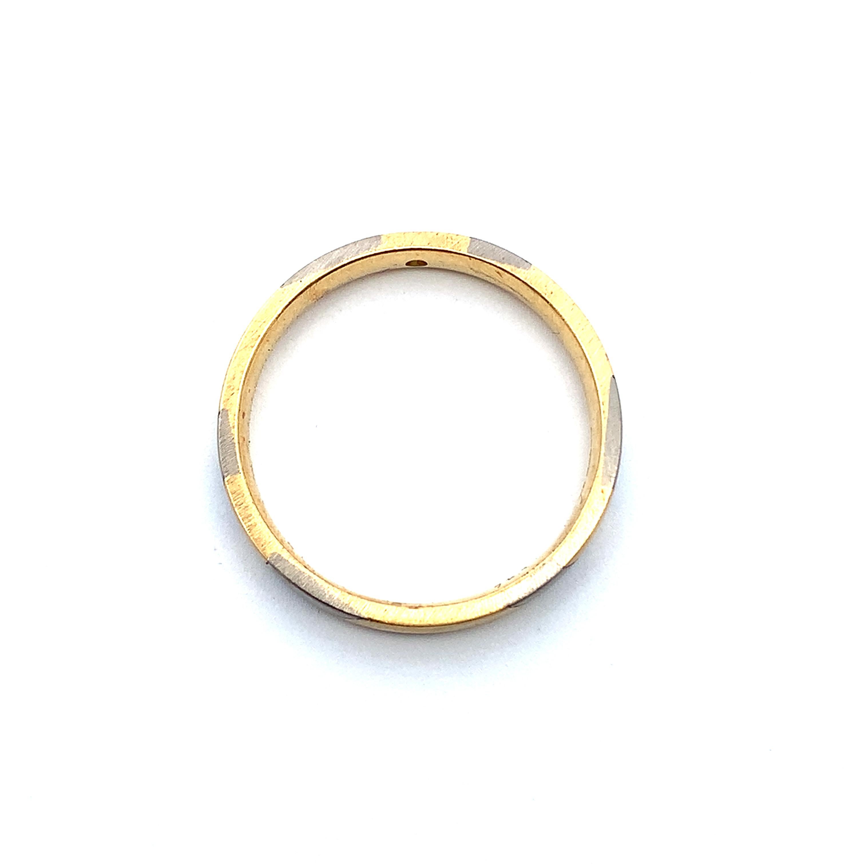 Diamant-Ehering aus 18k Gelb- und Weißgold, mattiert (Rundschliff) im Angebot