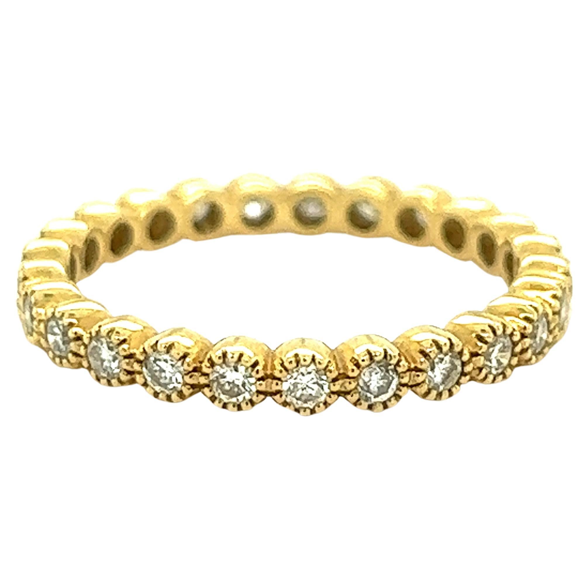 Diamond 18k Yellow Gold Band Ring  For Sale