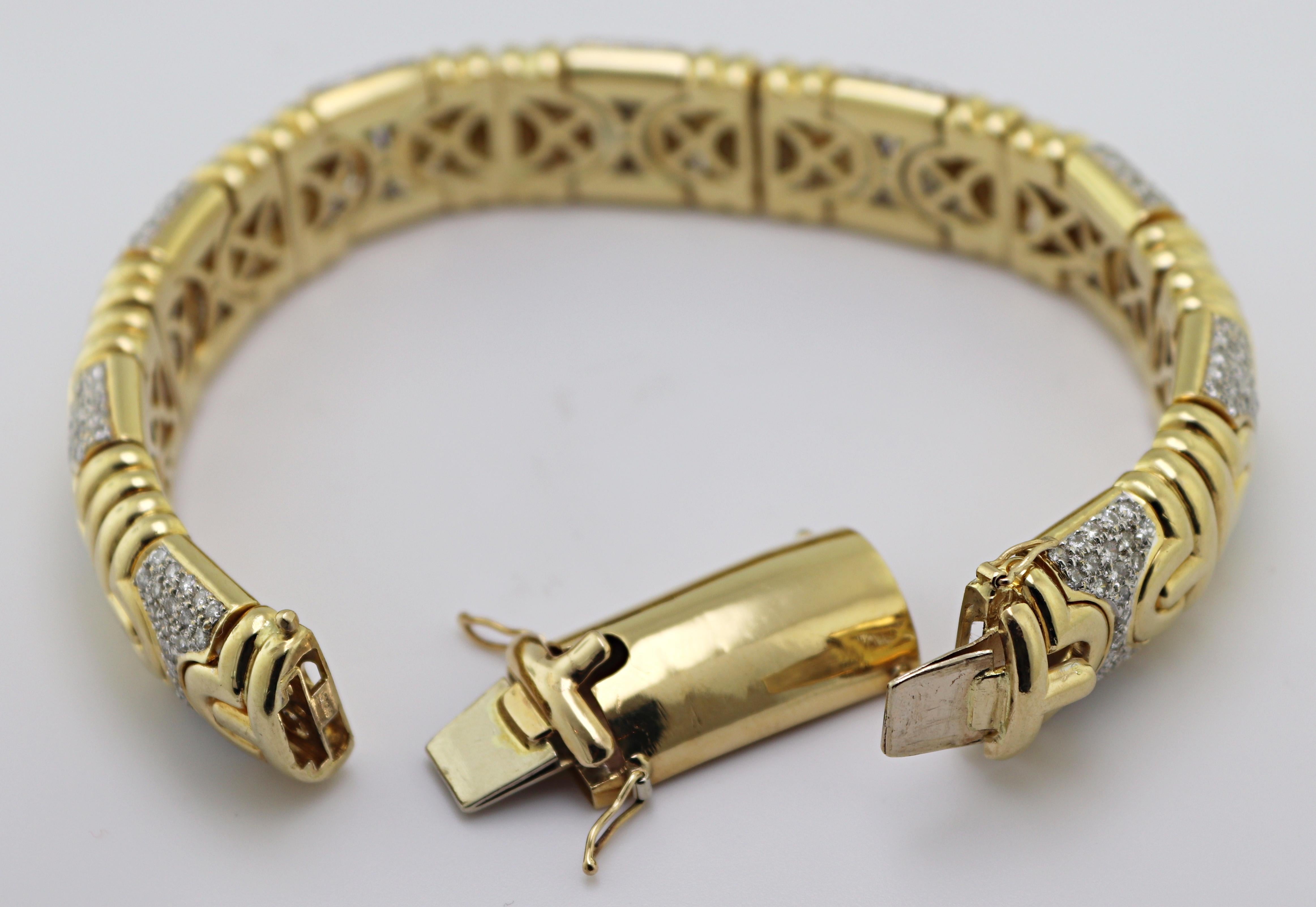 Diamant-Armband aus 18 Karat Gelbgold mit Ausbrenner (Rundschliff) im Angebot