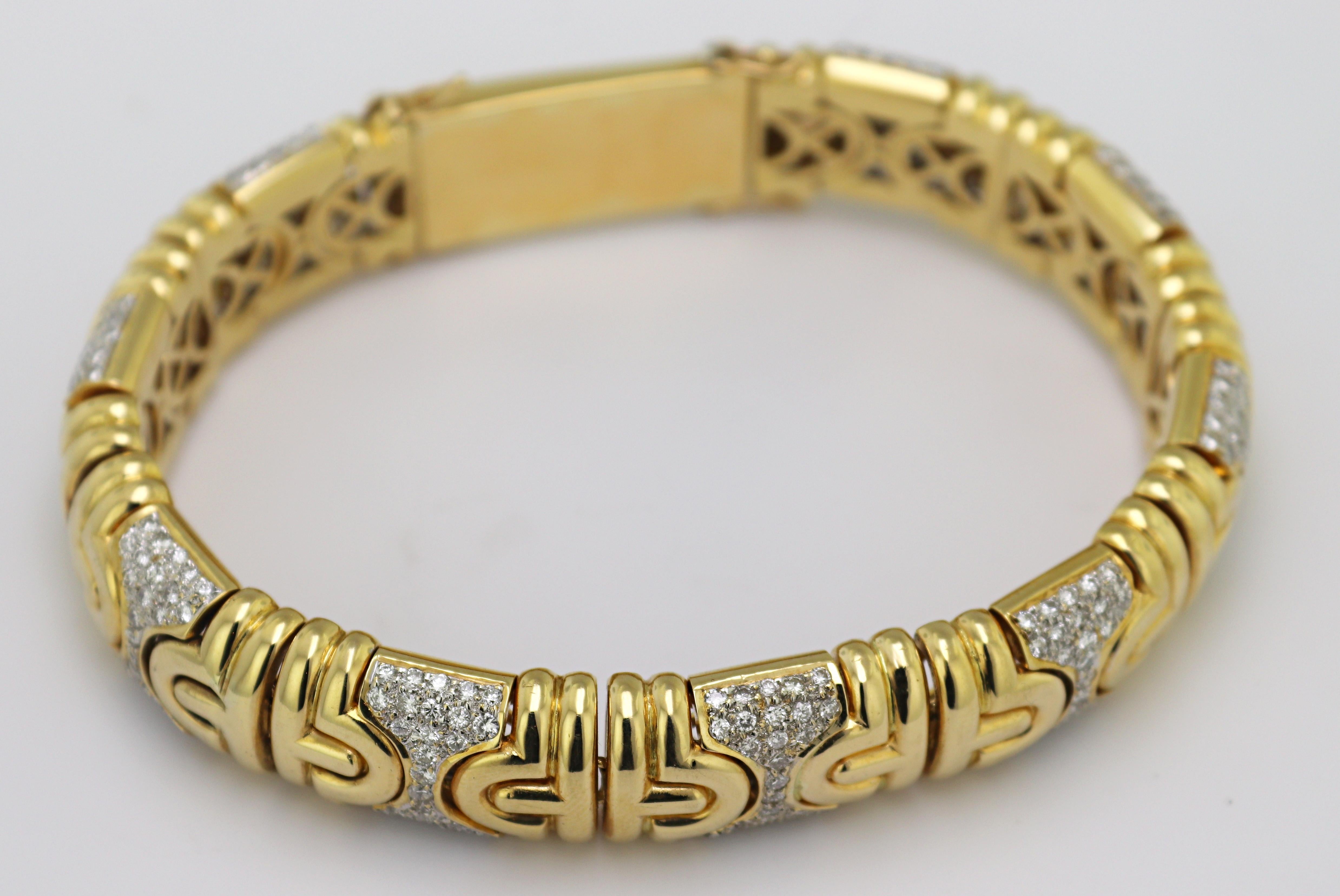 Diamant-Armband aus 18 Karat Gelbgold mit Ausbrenner Damen im Angebot
