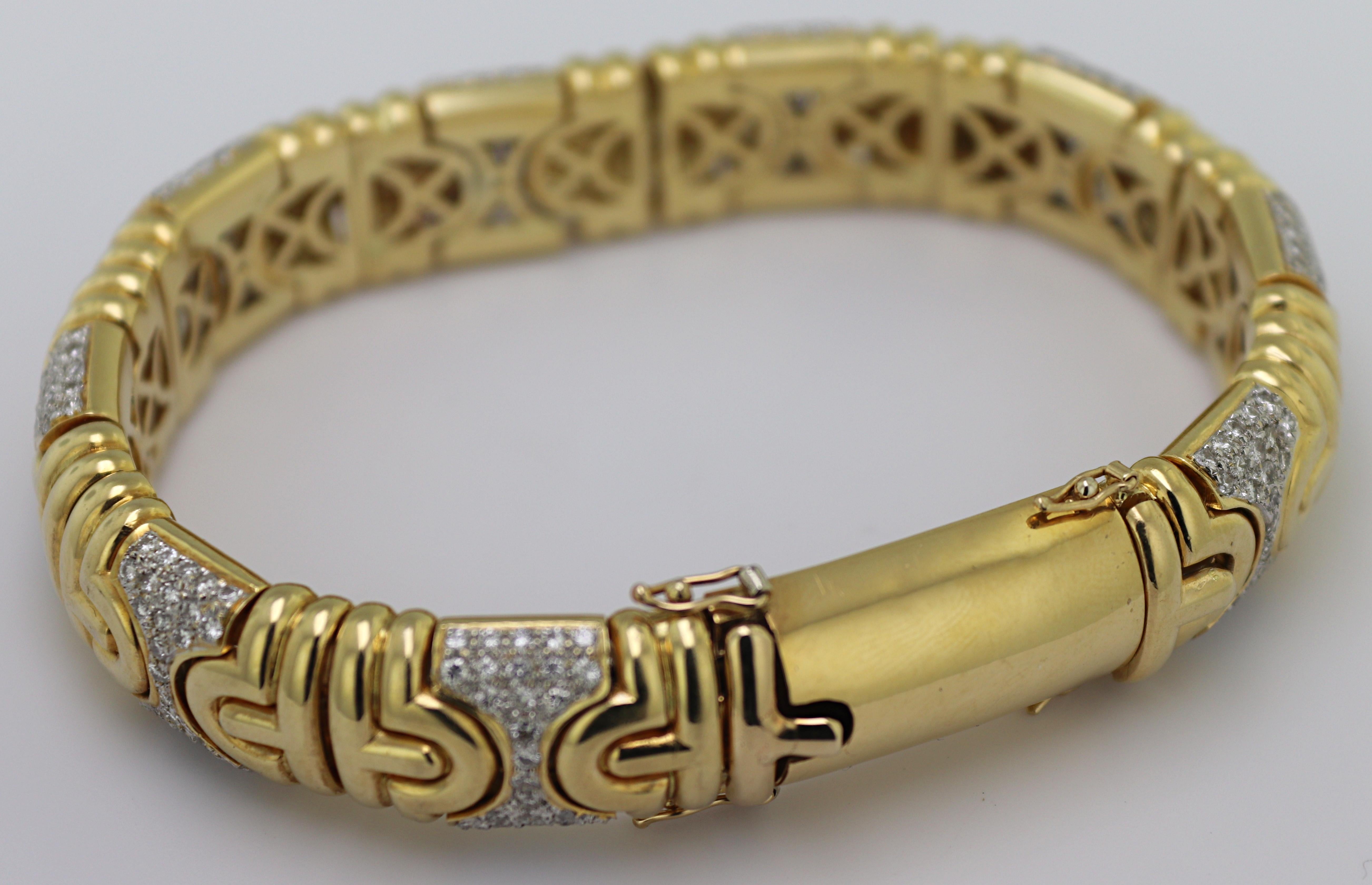 Diamant-Armband aus 18 Karat Gelbgold mit Ausbrenner im Angebot 2