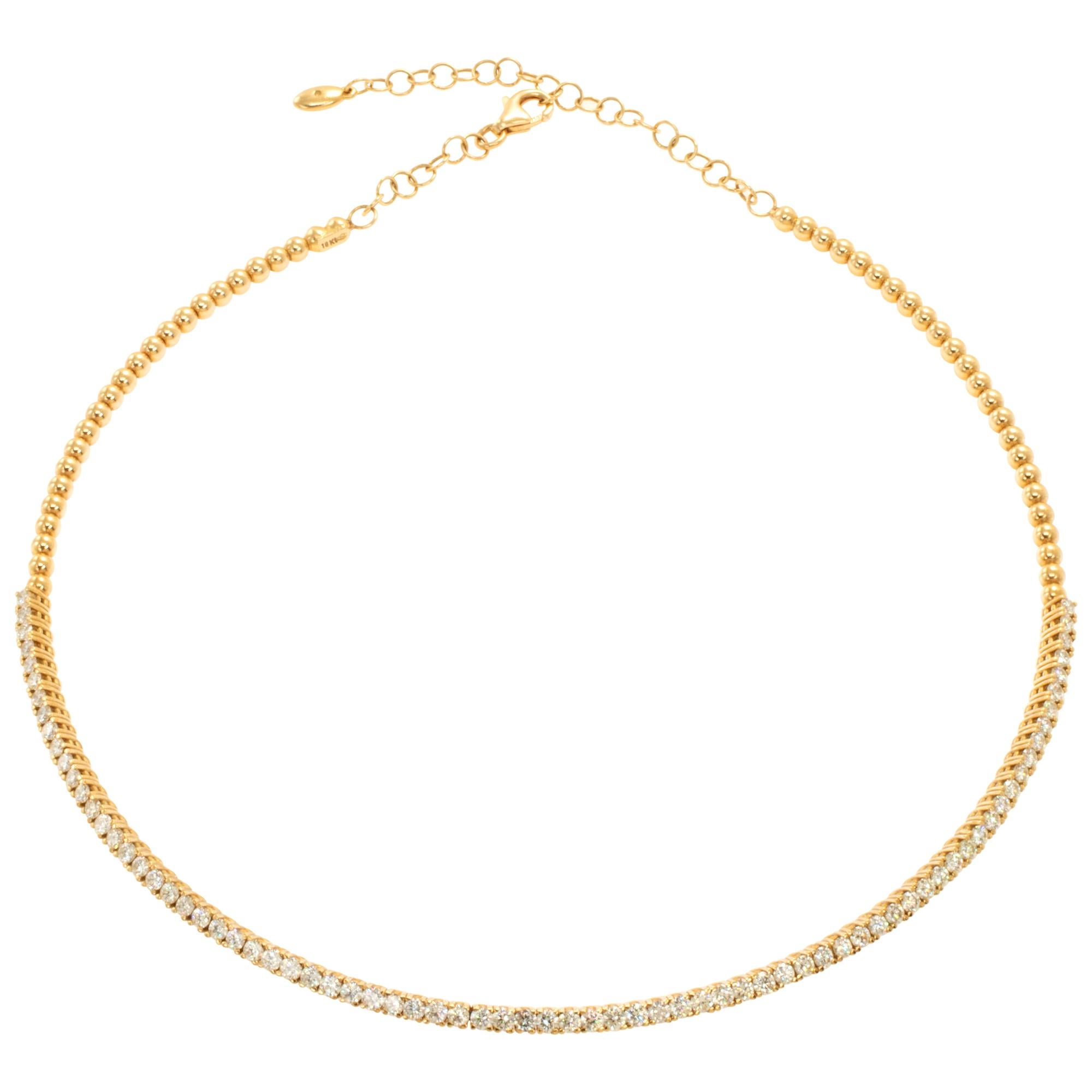 Diamond 18k yellow gold choker necklace In Excellent Condition For Sale In Surfside, FL