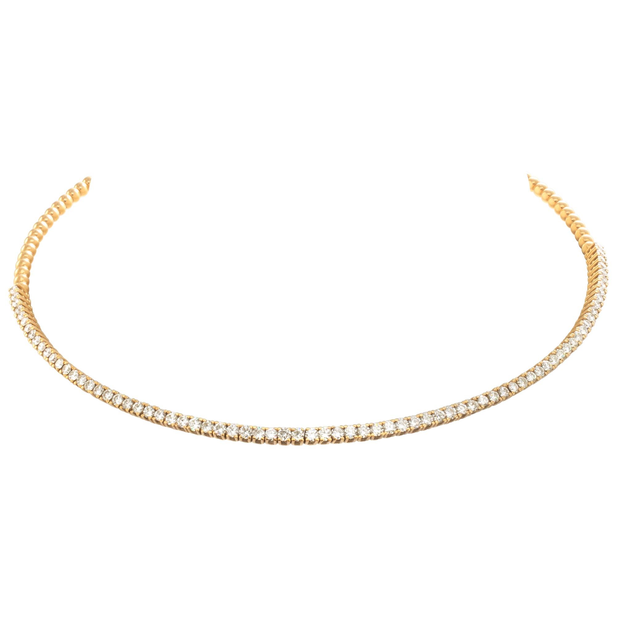 Diamond 18k yellow gold choker necklace For Sale