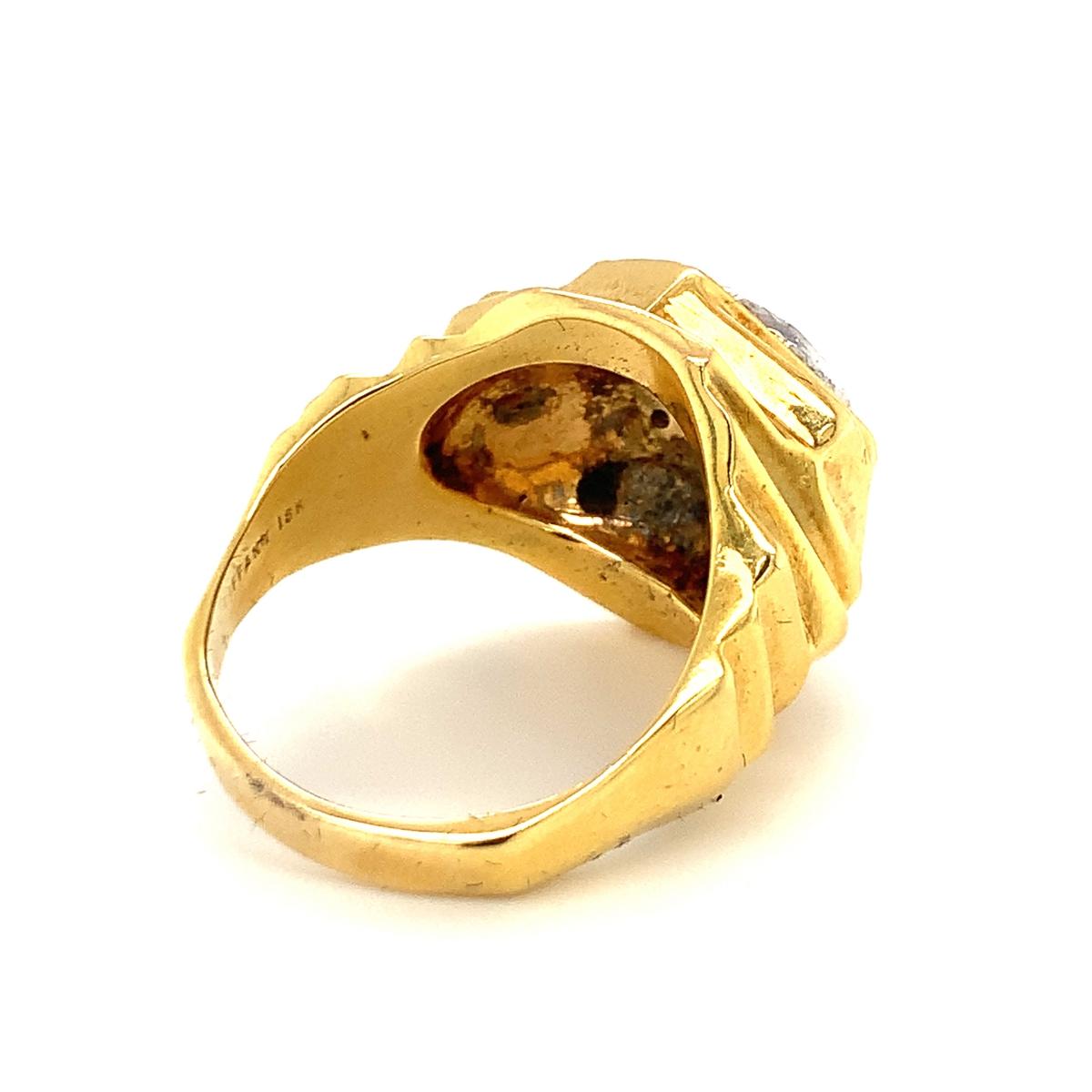 Women's Diamond 18K Yellow Gold Cocktail Ring, circa 1970s For Sale
