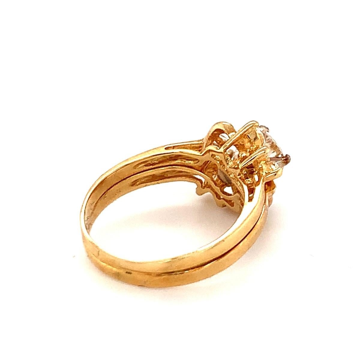 Women's Diamond 18K Yellow Gold Cocktail Ring, circa 1980s  For Sale