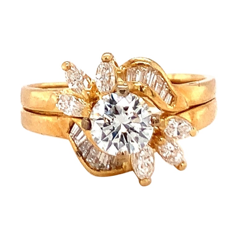 Diamant-Cocktailring aus 18 Karat Gelbgold, ca. 1980er Jahre