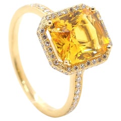 Cluster Diamant Gelb Saphir Ring 18 Karat Gelbgold