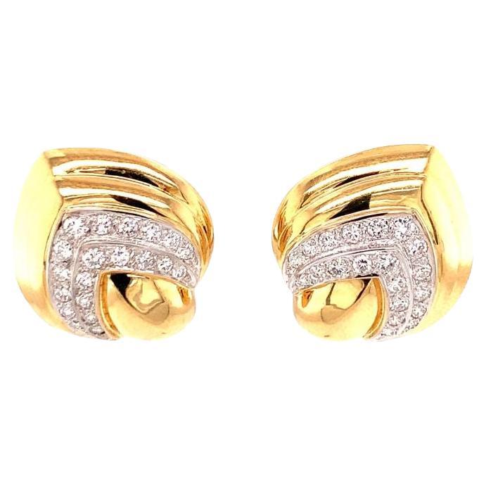 Diamond 18K Yellow Gold Earclips, circa 1970s