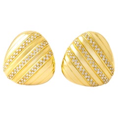 Vintage Diamond 18K Yellow Gold Earrings
