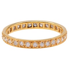 Anneau d'éternité en or jaune 18 carats avec diamants