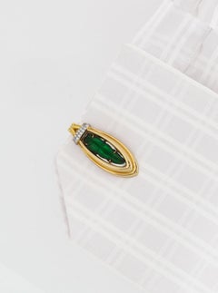 Diamond 18k Yellow Gold JADE ''U'' CLOSING Cufflinks by John Landrum Bryant